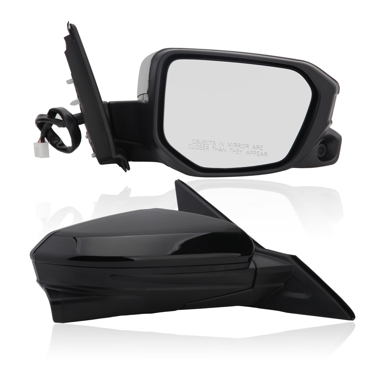 MOFOAP Passenger Side View Mirror for 2016-2021 Honda Civic, Power Heated, Black, Right-11pins, with Camera, Model 82003302