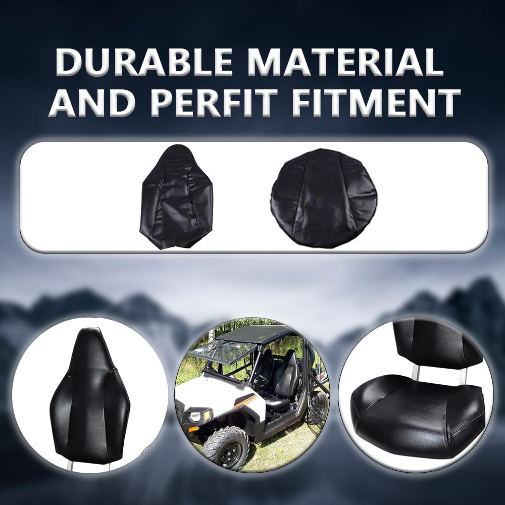 PIT66 Seat Cover Kit for Polaris RZR 570/800/900 & ACE 325/570, Black Vinyl, Seat Base & Back, Model 03SCB7109PBKPIT