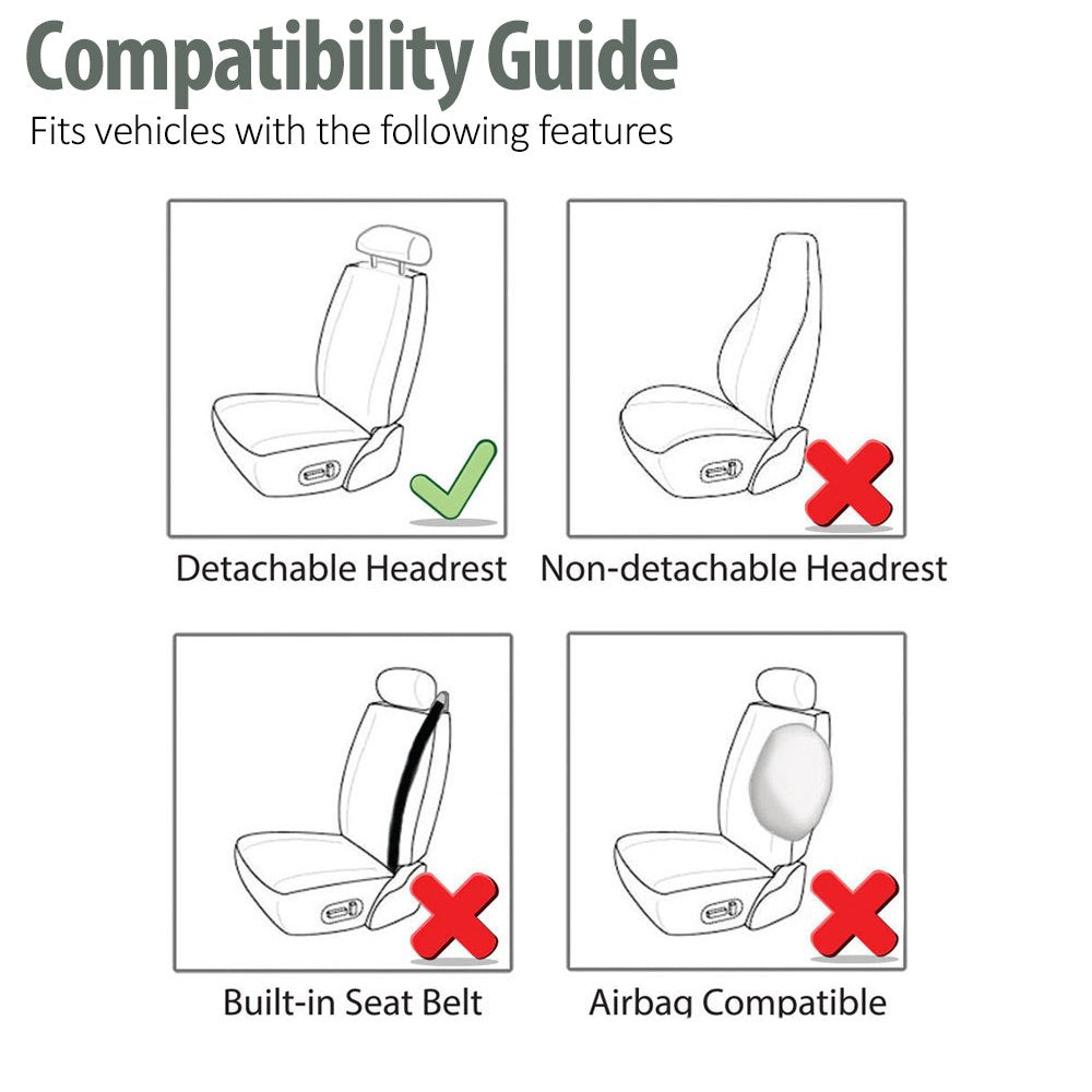 Fh Group Car Seat Covers For Suv, Sedan, Van Beige Front Set In Cloth - Low Back Car Seats Covers With Removable Headrest, Unive