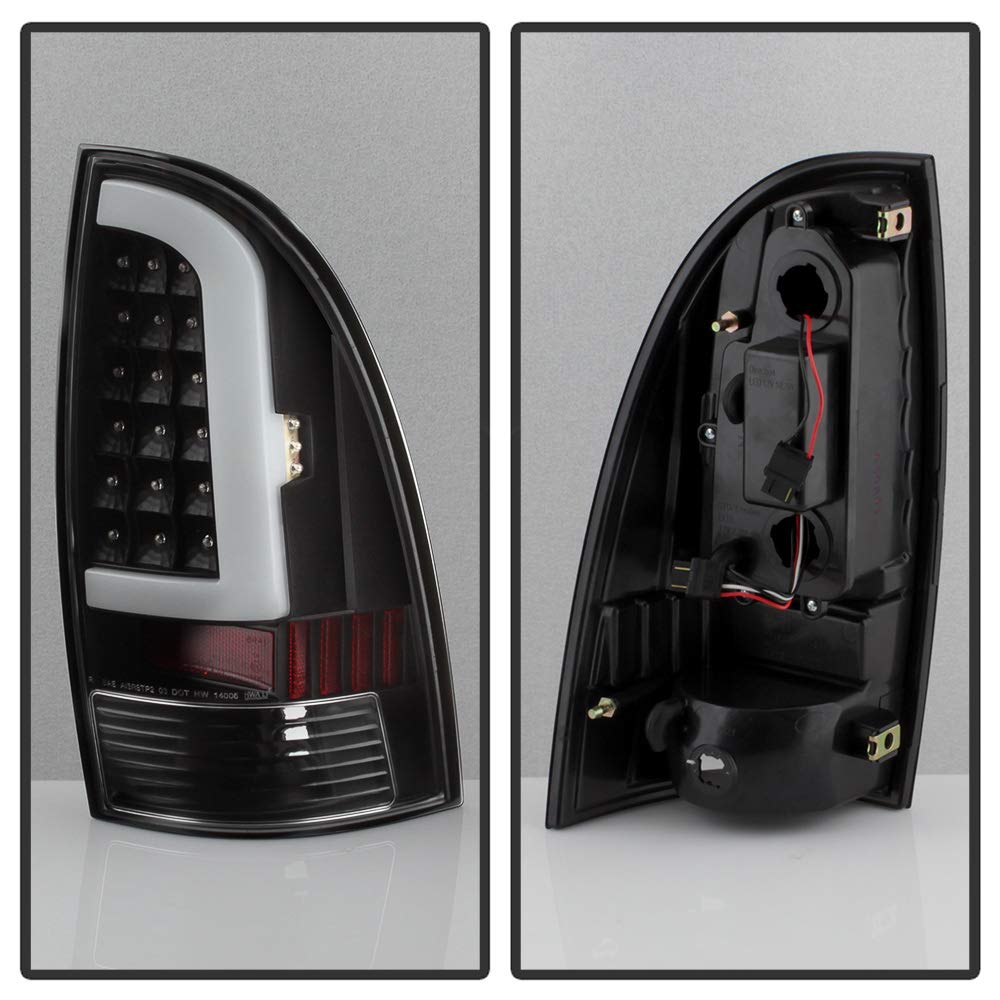 ACANII LED Tail Lights for 2005-2015 Toyota Tacoma - Black Housing, Light Bar Design, Left+Right Set