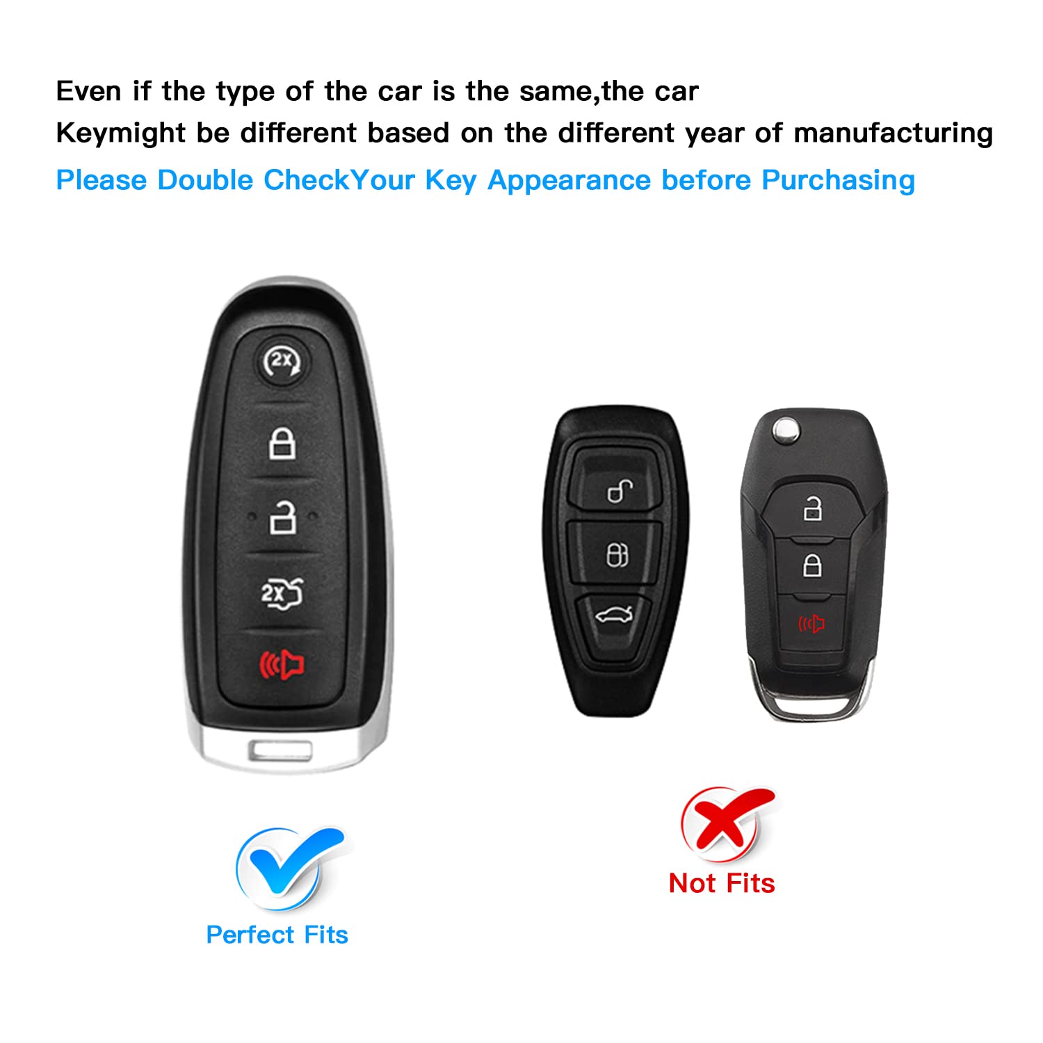 Qbuc For Ford Key Fob Cover,360 Tpu Car Key Case Protector With Keychain Compatible With Ford C-Max Edge Escape Expedition Explo
