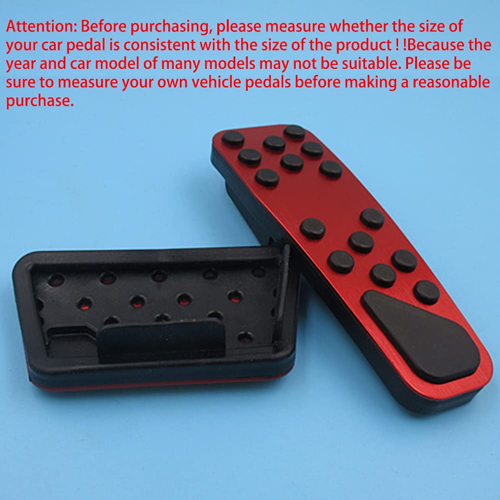 Hecotrax Aluminum Alloy Brake and Accelerator Pedal Covers for Dodge Challenger, Charger, Chrysler 300 - Red, No Drilling, 2008-2023
