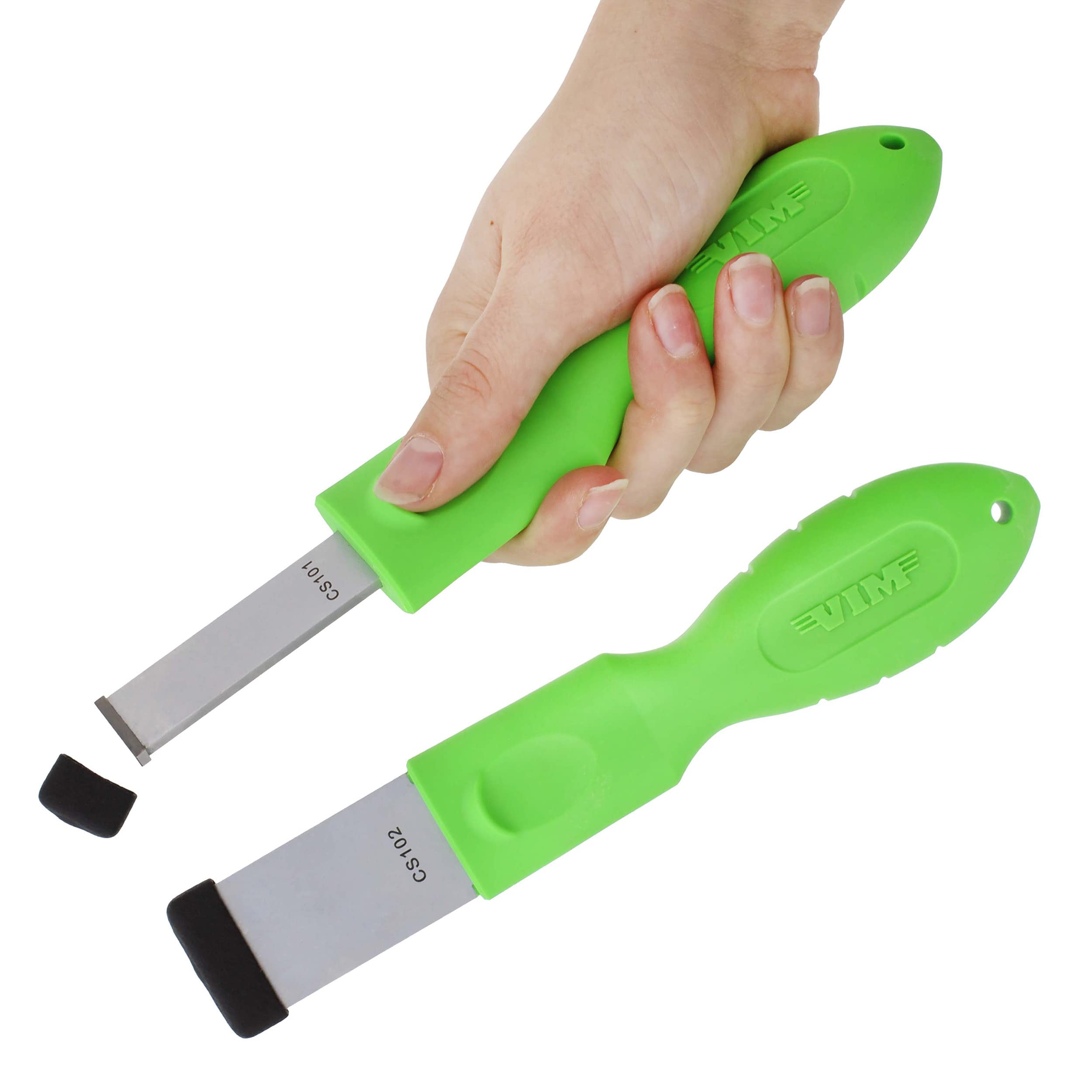 VIM Tools Carbide Gasket Scraper Tool Set - 2pc Large & Small - Tungsten/Steel Blades, Green Handles