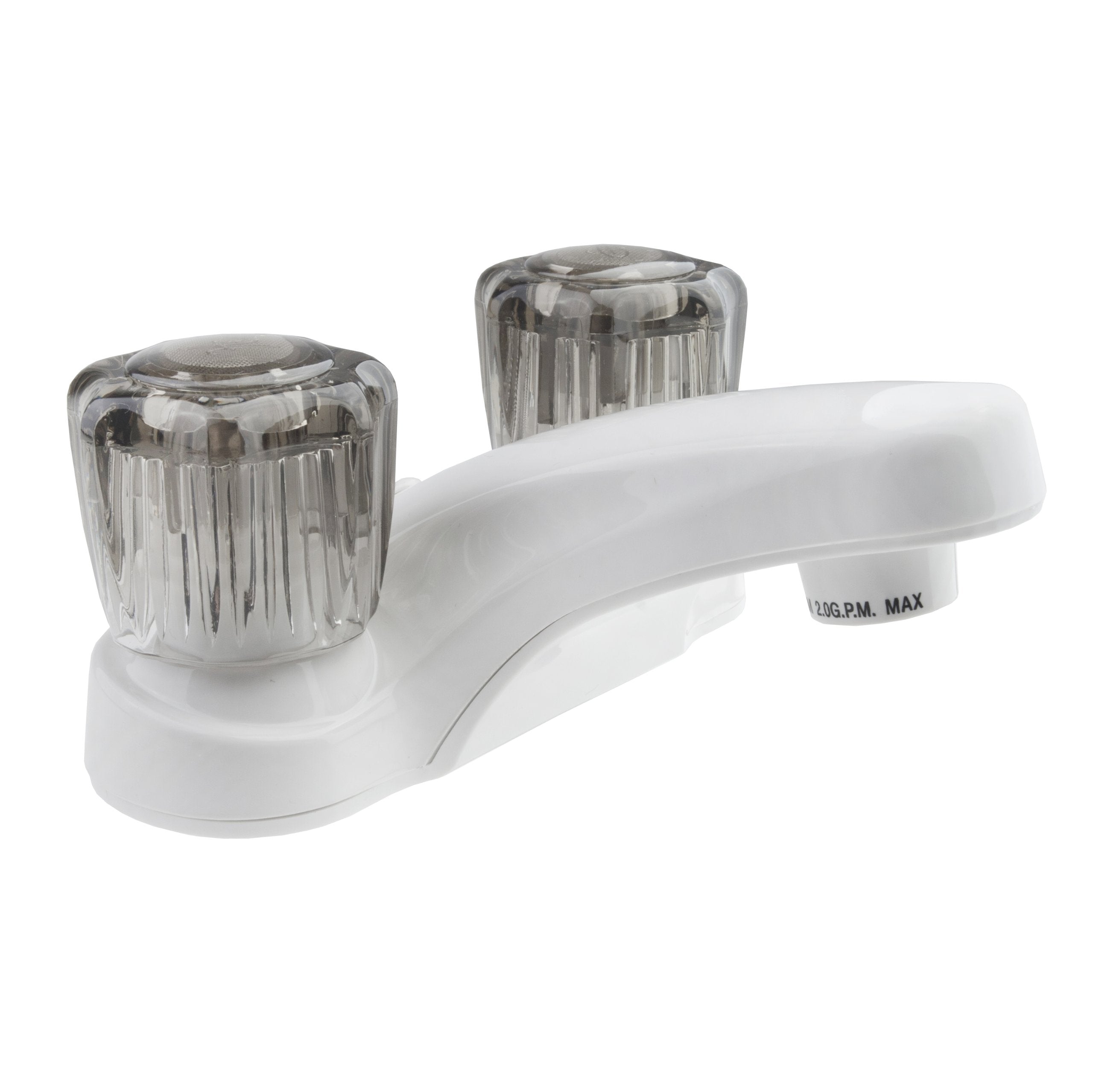 Dura Faucet Df-Pl700S-Wt Rv Bathroom Faucet With Smoked Acrylic Knobs (White)