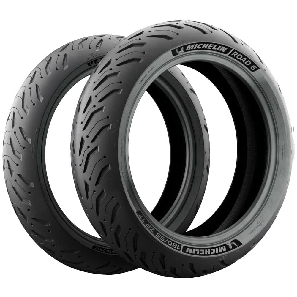 MICHELIN Road 6 Rear Tire 180/55ZR-17 (73W) Black - Silica Material for Enhanced Performance
