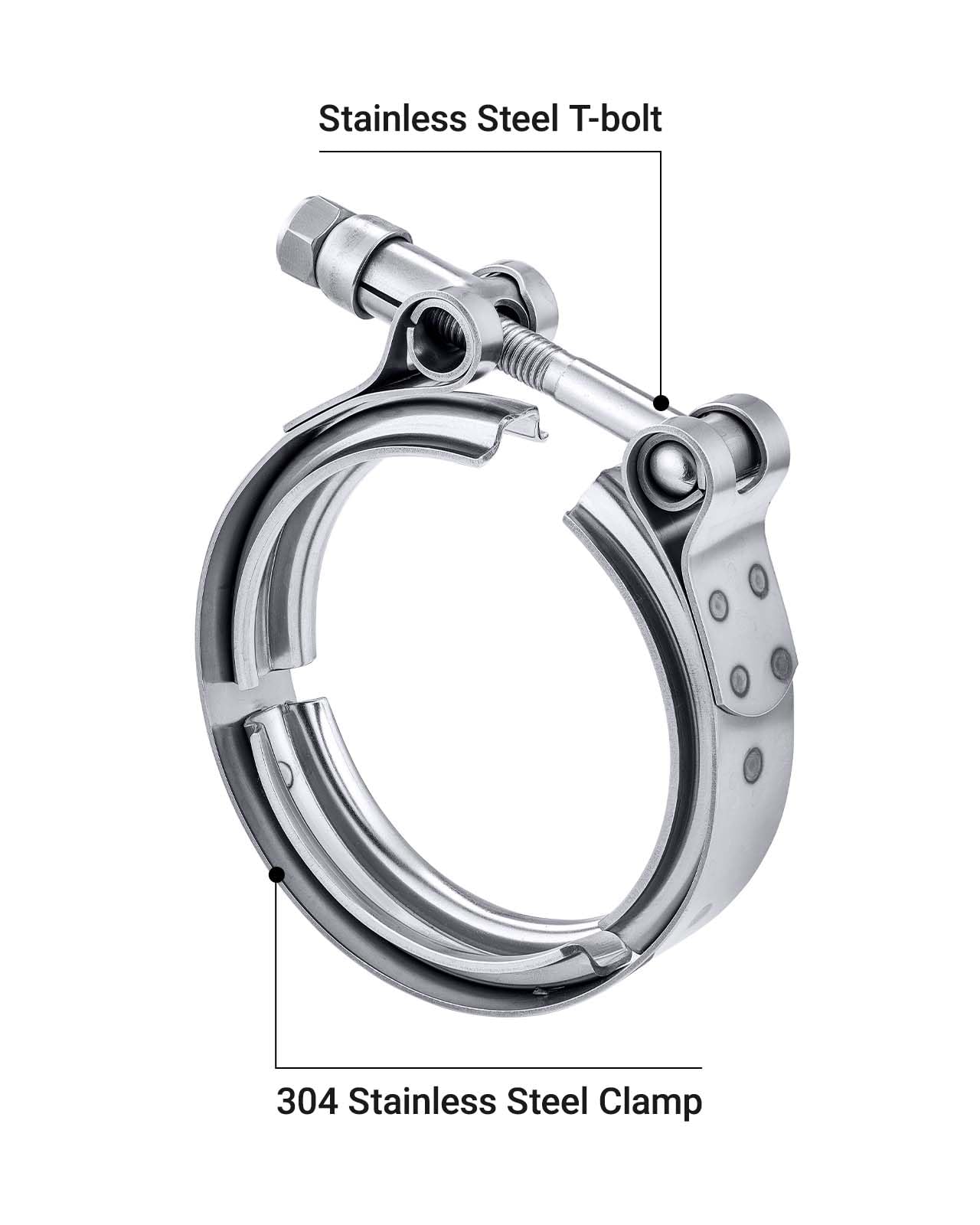 Evil Energy 3.0 Inch V Band Clamp For Flange Kit Stainless Steel 4Pcs (No Flanges)