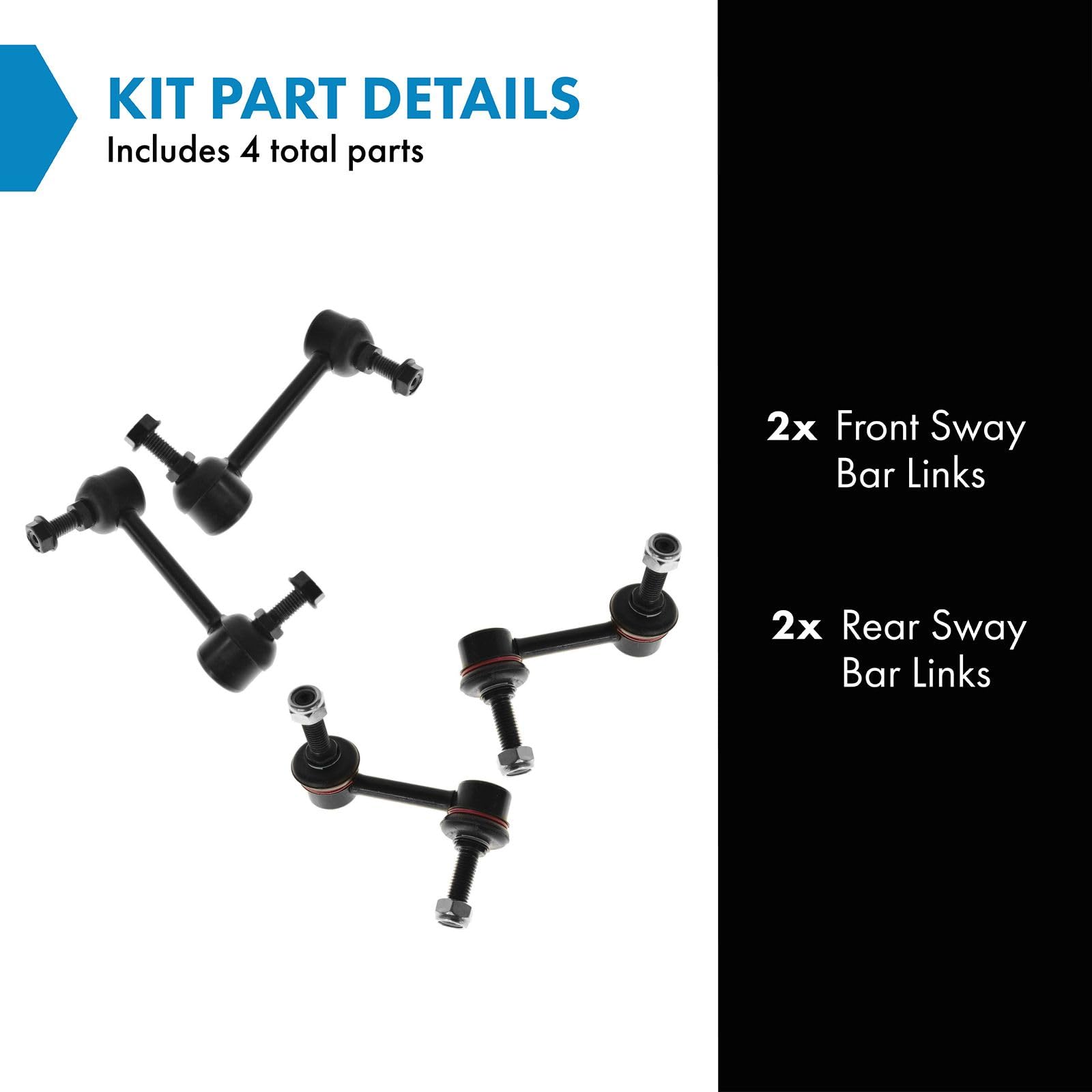 Trq Front & Rear Sway Bar Stabilizer Link Set Compatible With 2002-2003 Chevrolet Trailblazer Trailblazer Ext Gmc Envoy Envoy Xl