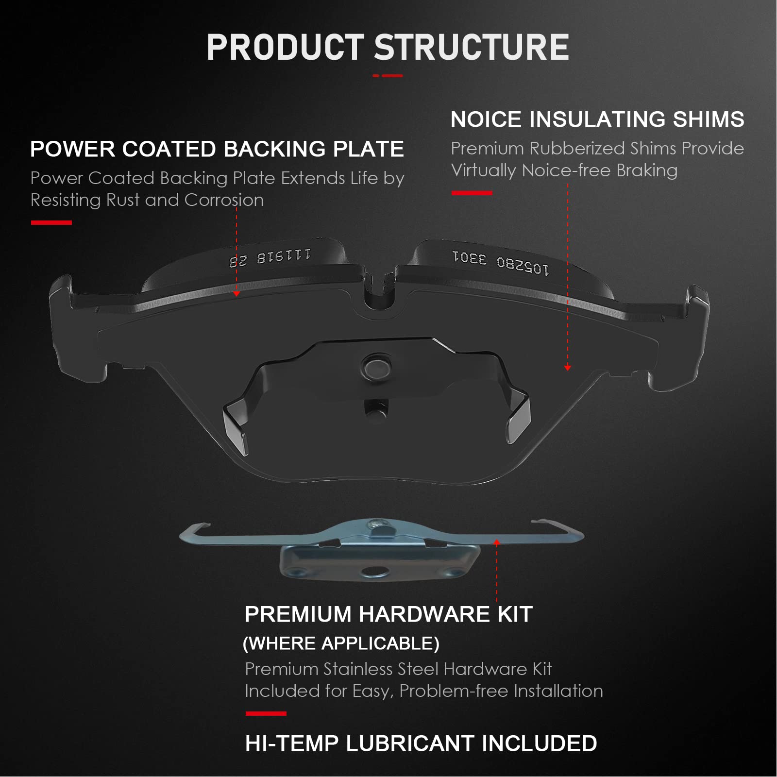 Cciyu D918 D1042 Ceramic Front Rear Brake Pad Set Fit For Bmw 525I,525Xi,528I,528I Xdrive,528Xi,530I,530Xi,535I Xdrive,535Xi,M3