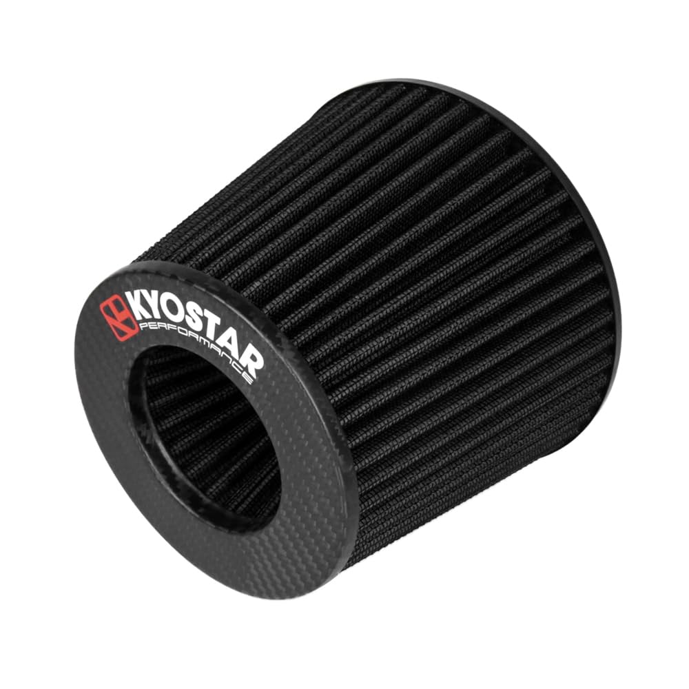Kyostar Universal Carbon Fiber 3.5 Inch 89Mm Air Intake Cone Filter Replacement Quality Dry Air Filter, Black