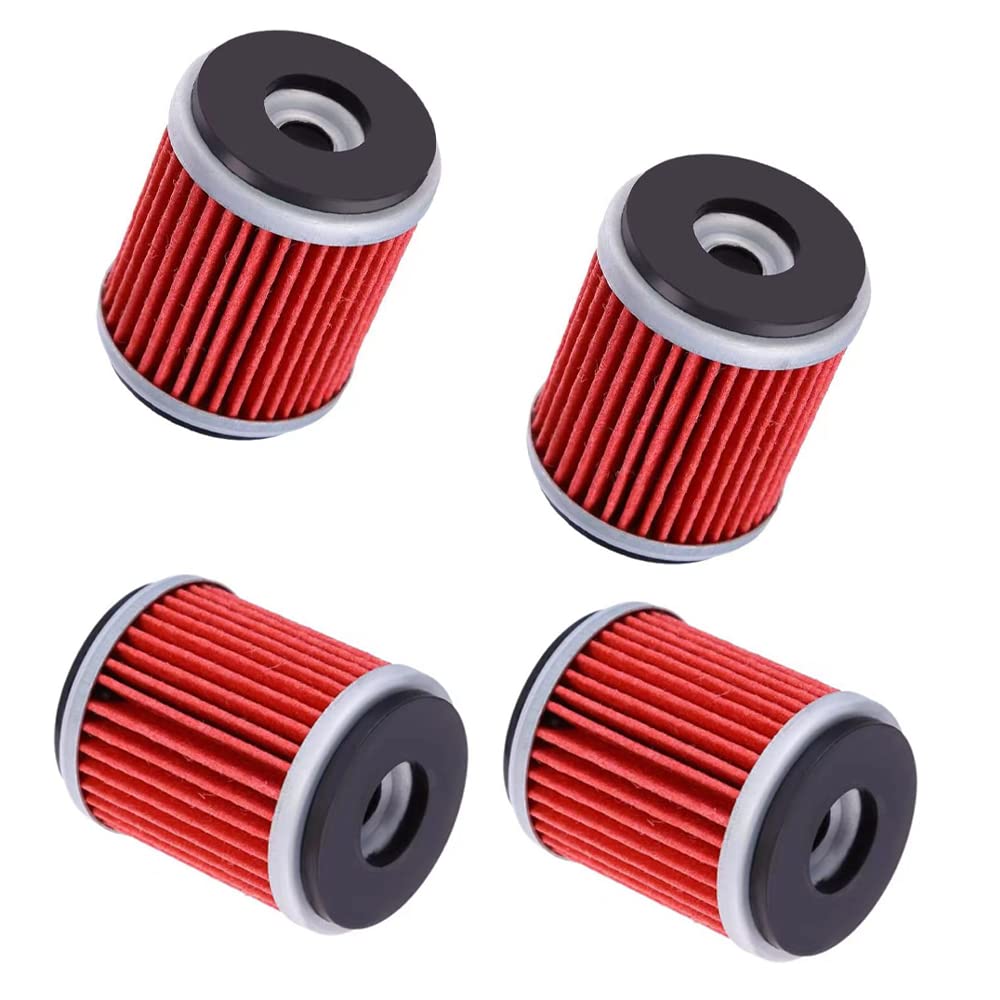 4-Pack Oil Filter Replacement Oil Filters Fit for Yamaha YZ250 XT250 YBR250 YFZ450 YFZ450R YFZ450W YFZ450X YFZ459R YZ250F YZ450F