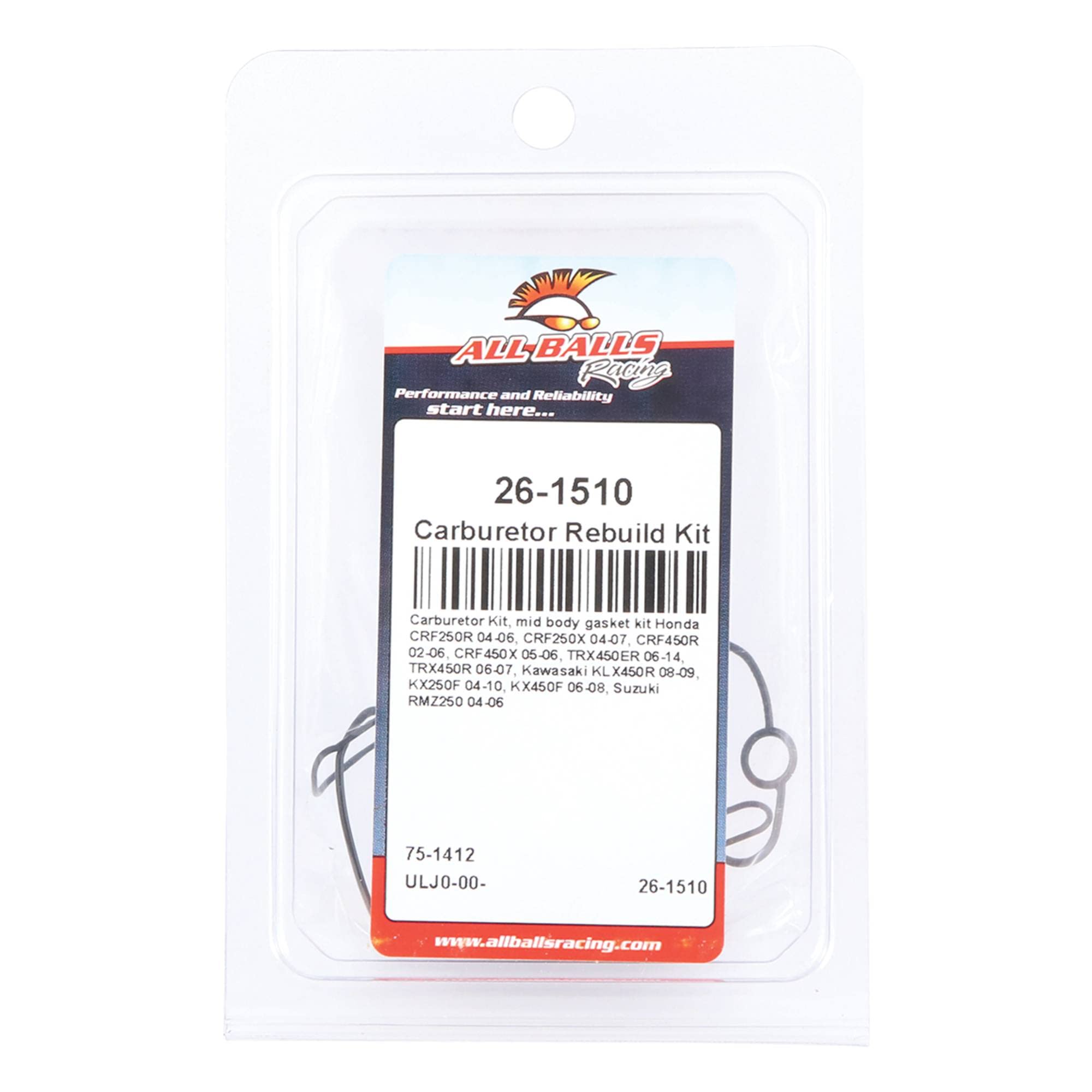 All Balls Racing Carburetor Kit, Mid Body Gasket Kit 26-1510 Compatible With/Replacement For Honda Crf250R 2004-2006, Crf450R 20