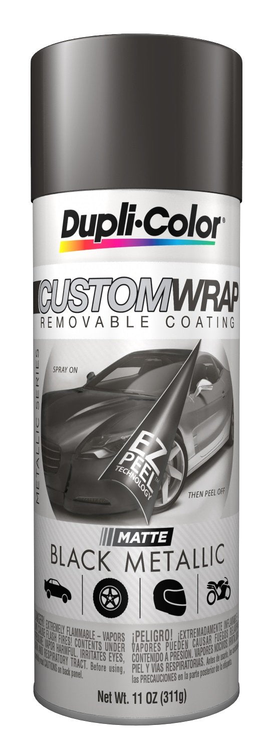 Dupli-Color Ecwrc8307 Custom Wrap Removable Metallic Coating, Matte, Black, 11 Oz.