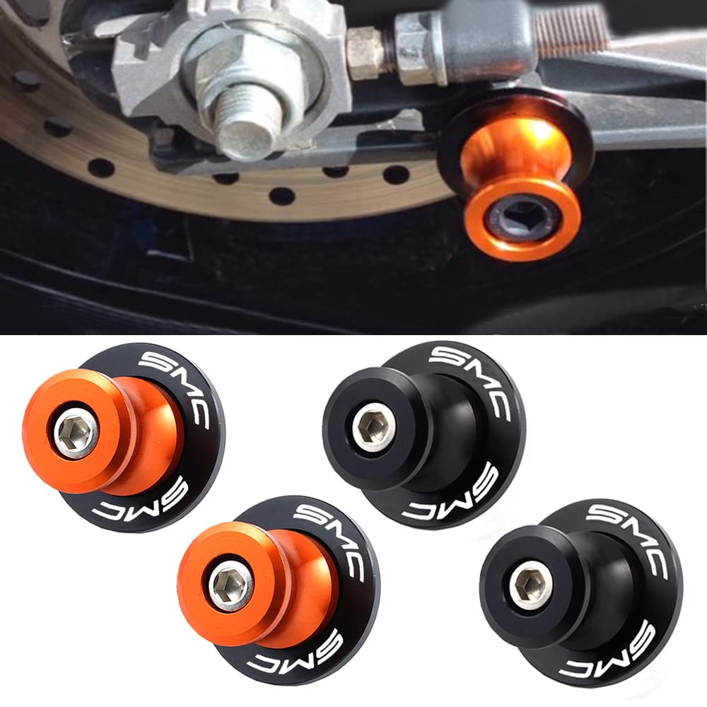 10Mm M10 X1.5 Motorcycle Swing Arm Sliders Spools Cnc Swing Arm Stand Screw, Fit With Smc 690 R Smc 790 Orange