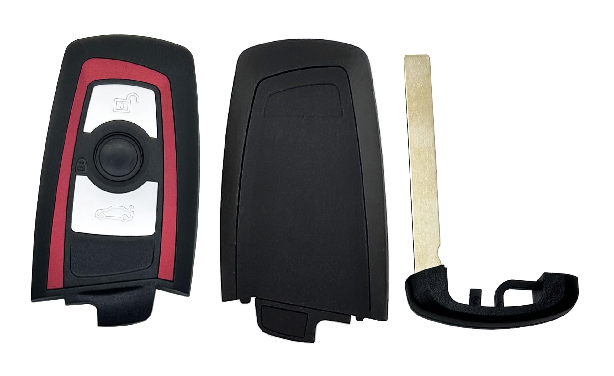 AYGUCEKE Key Fob Case Cover for BMW 1 2 3 4 5 6 7 Series, X3, M2 - Red Silicone, 3 Buttons