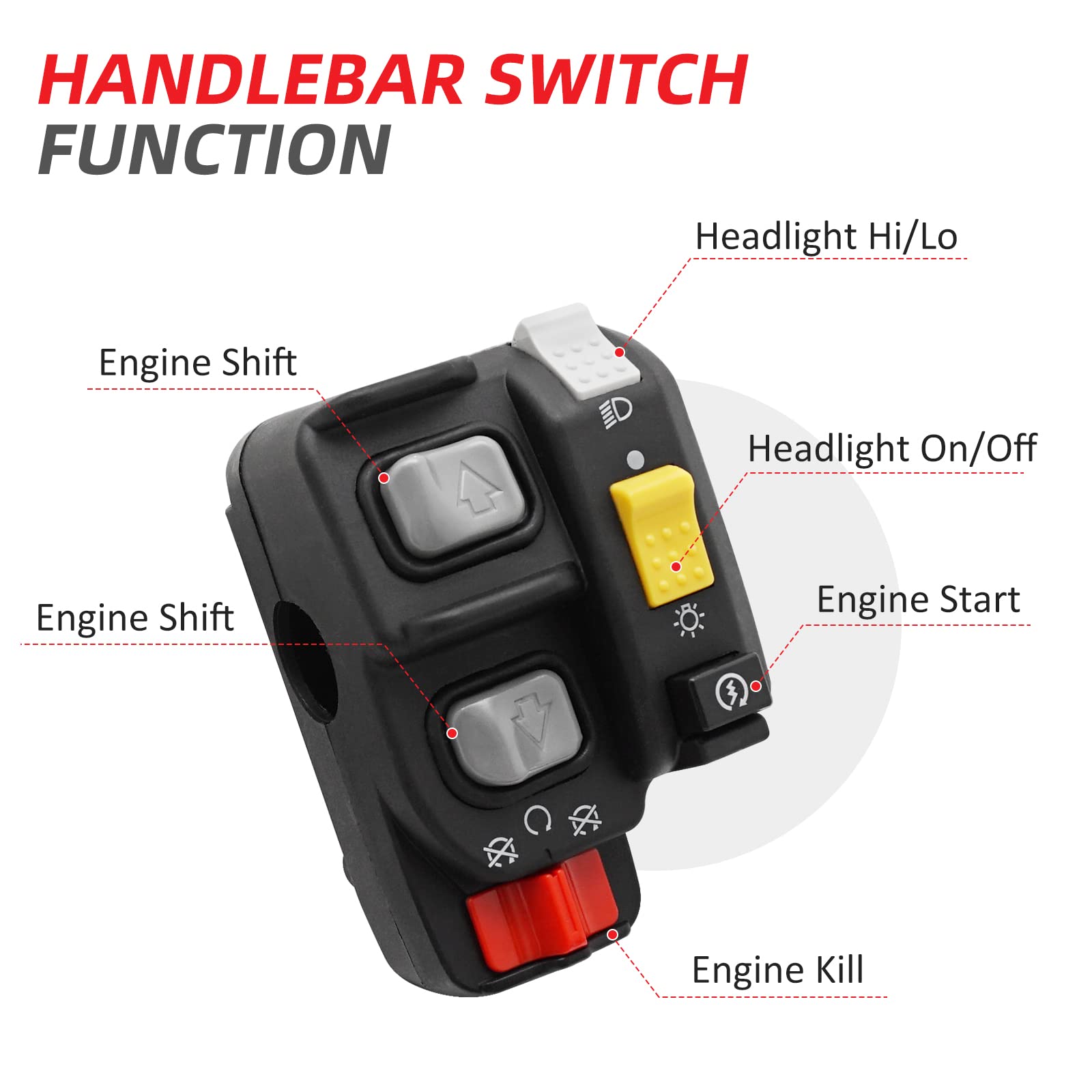 JAVIK Electric Shift Control Switch for Honda Rubicon 500 & Foreman 500, OEM# 35200-HP0-A10, Black