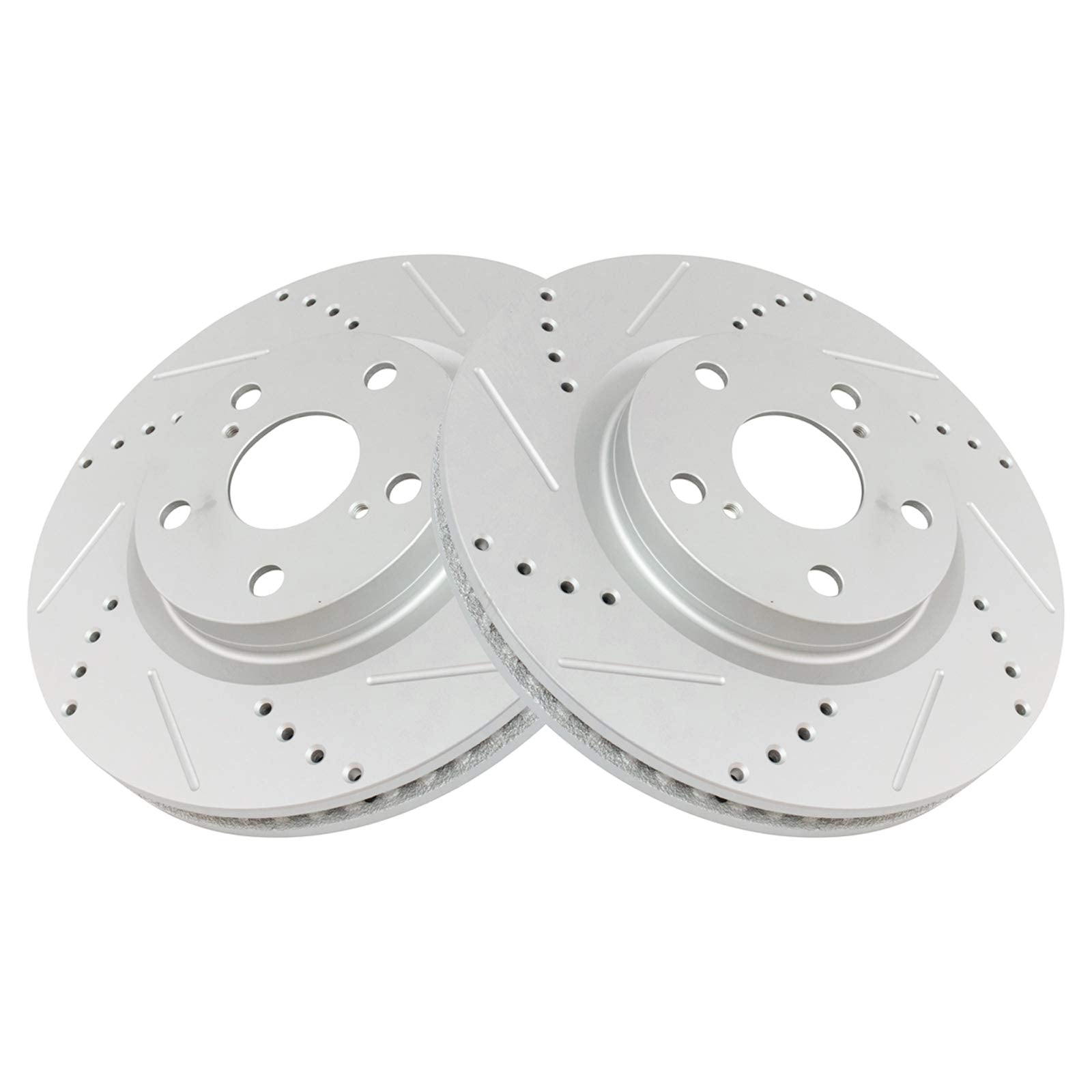 Trq Front Performance Brake Rotor Drilled Slotted Pair For 2008-2016 Avalon / 2007-2017 Camry / 2013-2017 Es300H / 2007-2017 Es3