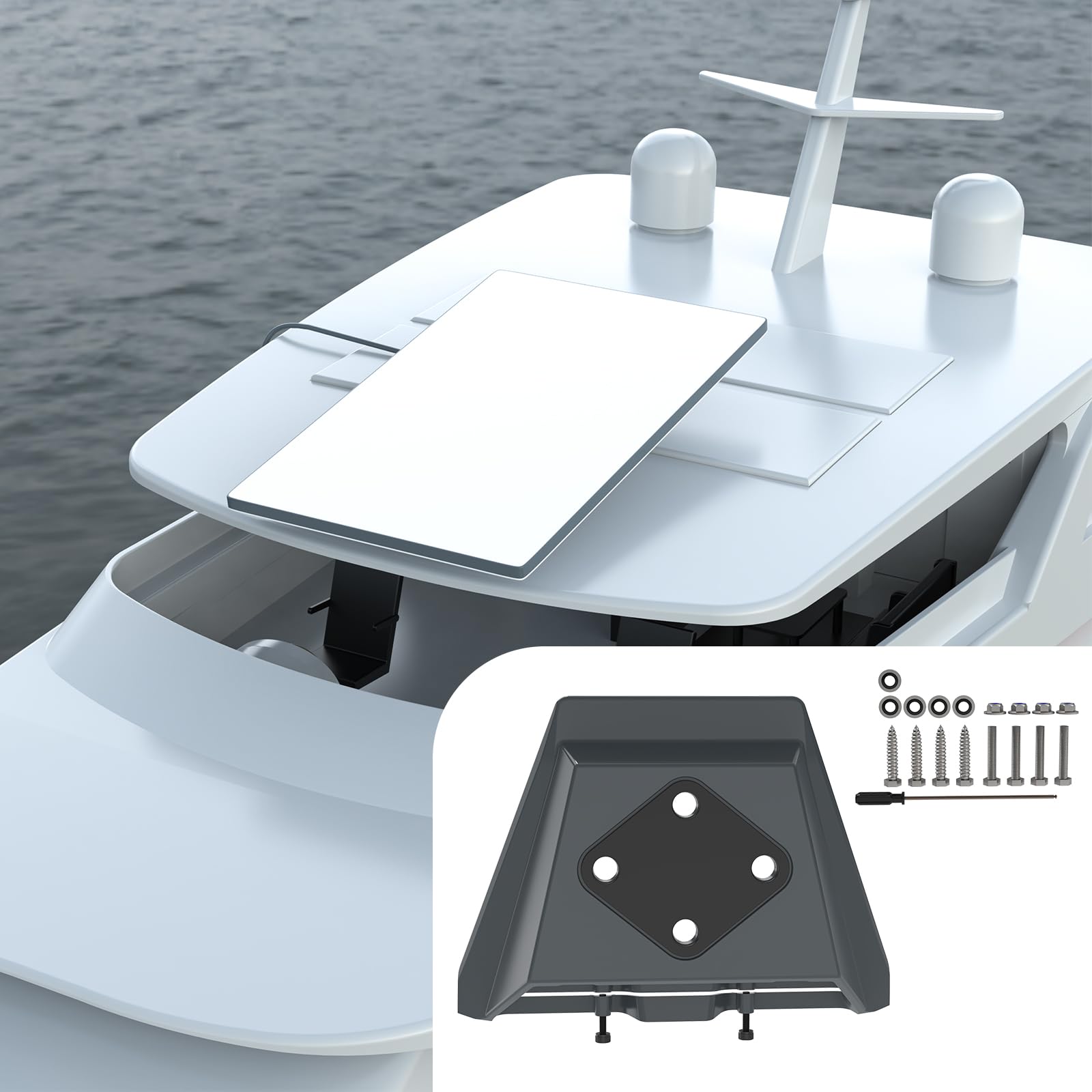 HOLACA Starlink Gen 3 Mobility Mount, Anti-Theft Aluminum Roof Mount, White/Black, Model DF5012 for RV, Trailer, Yacht