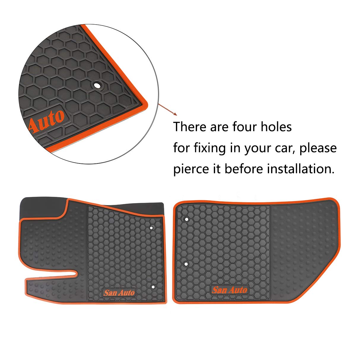 HD-Mart Car Floor Mats for Jeep Renegade 2015 2016 2017 2018 2019 2020 2021 2022 2023 2024 2025 Custom Fit Black Orange Rubber C