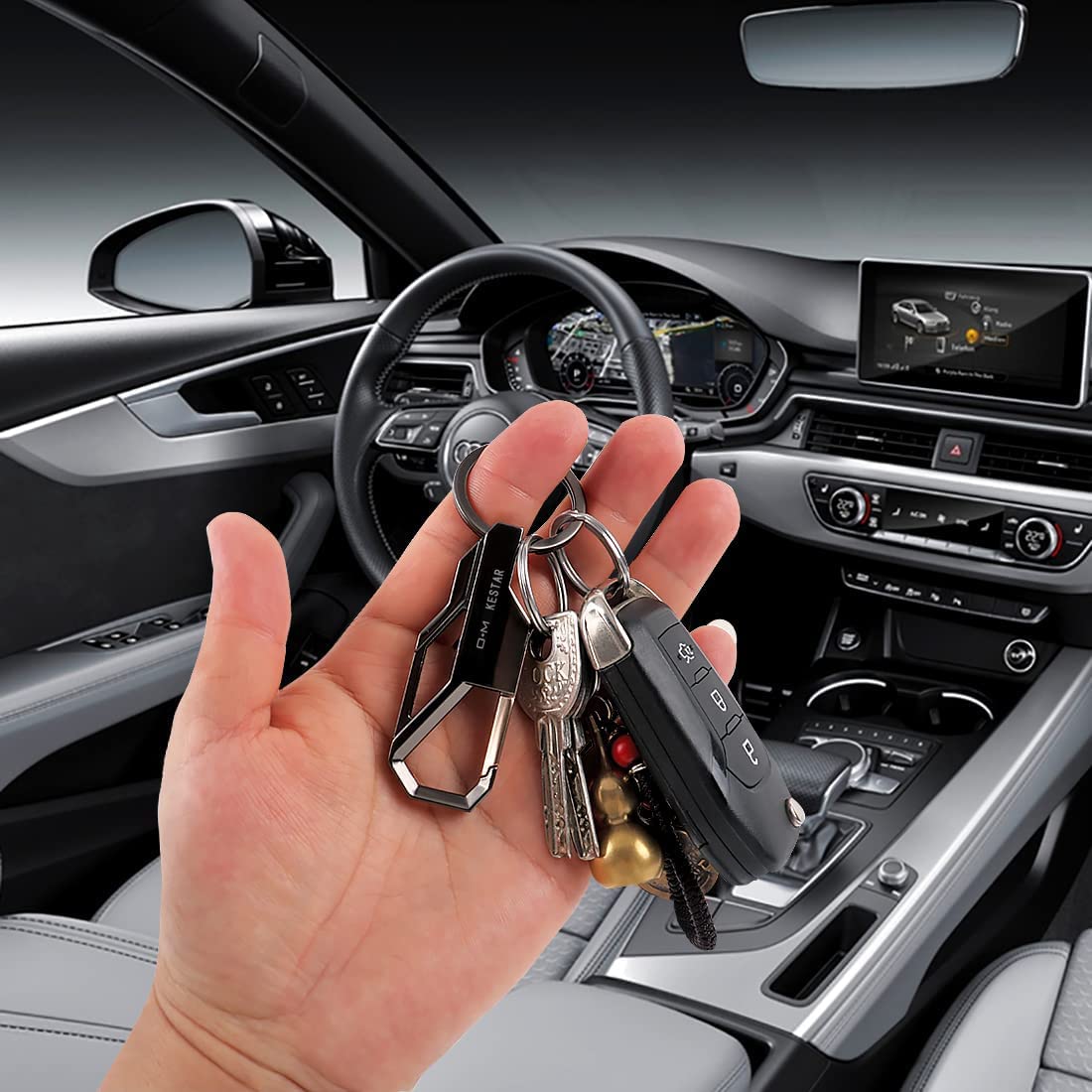 Kestar Car Key Chain Key Ring Business Keychain For Men, Black