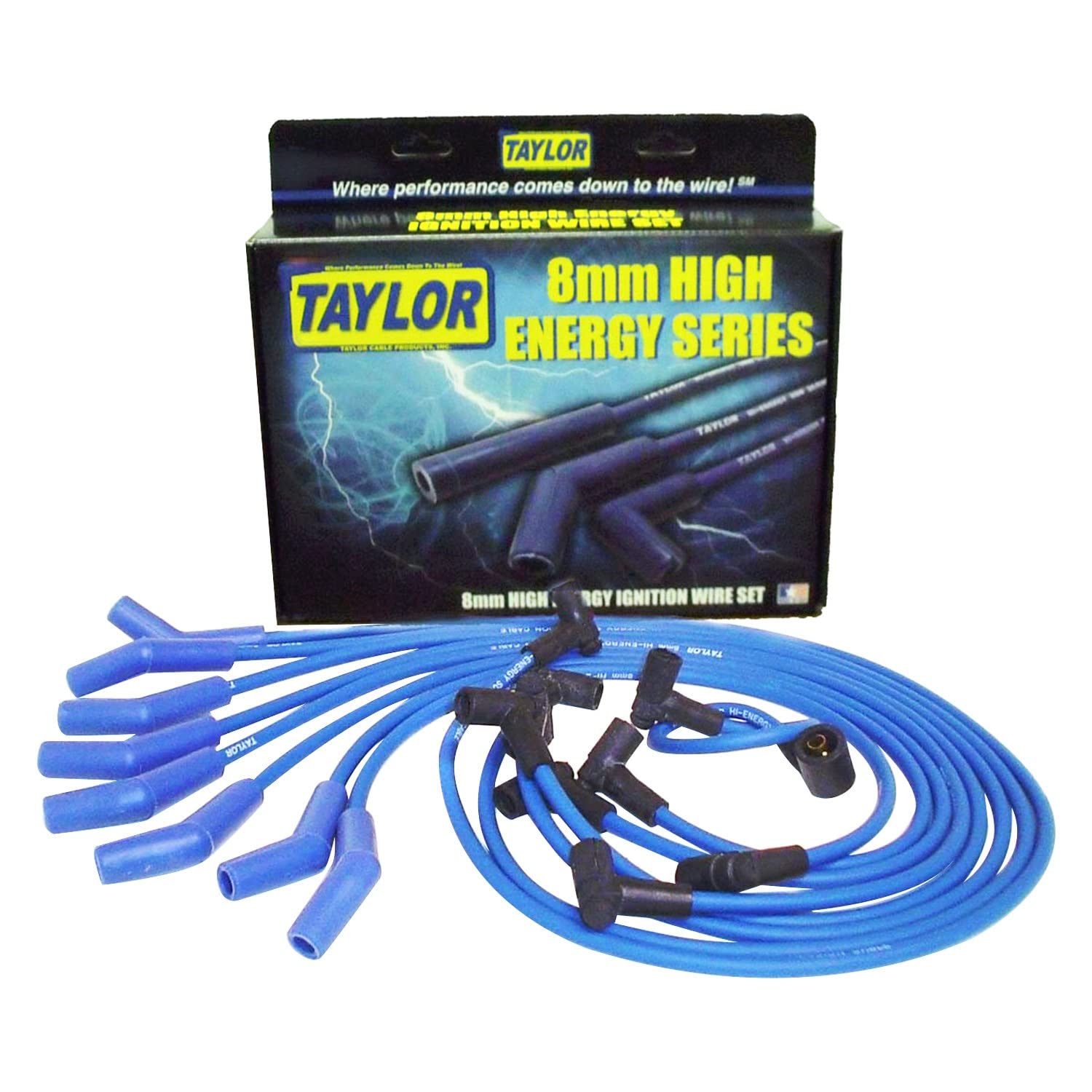 Taylor Cable 64604 Blue 8Mm High Energy Spark Plug Custom Wire Set
