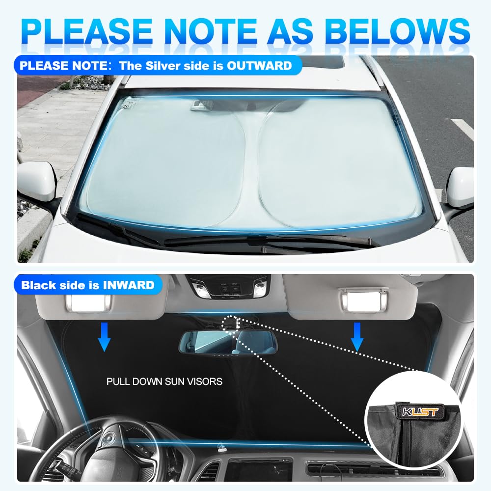 Kust Custom Fit Windshield Sun Shade For 2021-2025 Nissan Rogue 3Rd Gen. Accessories (Not For Rogue Sport) Window Shade Cover Su
