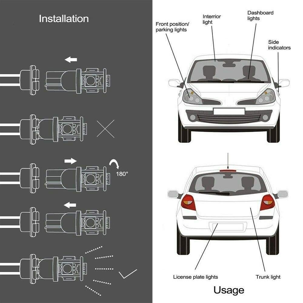 ICBEAMER T10 RGB LED Bulbs - Remote Control, 16 Colors, Polycarbonate, Pack of 1 Set for Map/Dome/License Plate/Parking