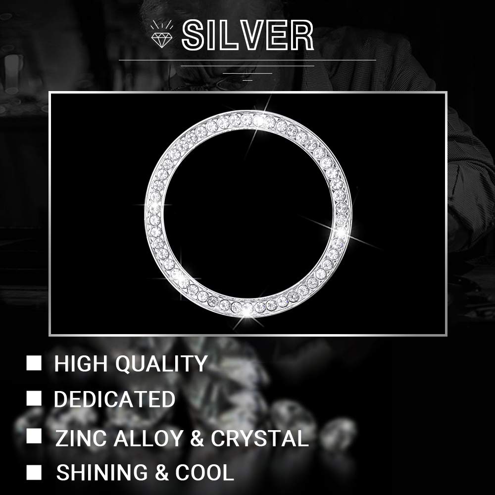 Carfib Car Interior Bling Accessories For Lexus Nx Nx200 Nx300 F Sport Awd Fwd Clock Ring Time Decals Stickers Covers Cap Parts Decoration Trim Men Women Zinc Alloy Crystal Sparkly Cute Silver