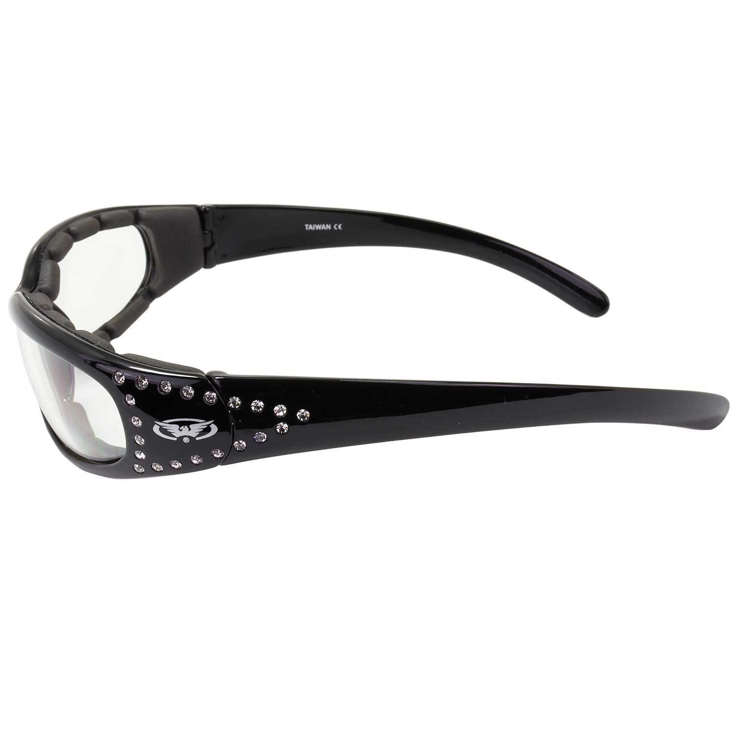 Global Vision 2 Pairs Of Marilyn-3 Women'S Ladies Padded Motorcycle Sunglasses Bling Black Studded Frames With Clear & Smoke Len