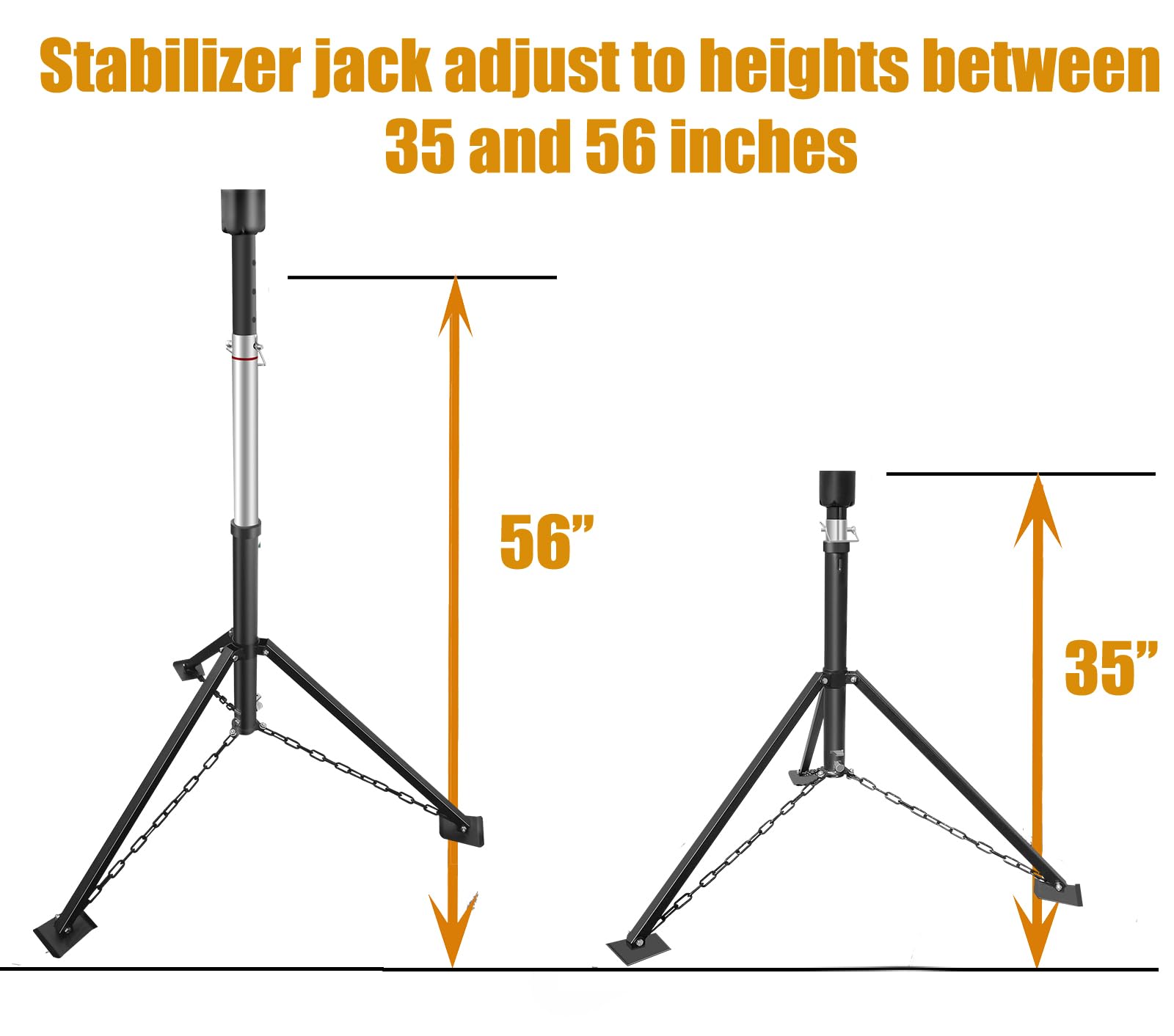 Schumaho King Pin Tripod Stabilizer Jack for 5th Wheel Trailer, 5000lb Load, Adjustable Height 35"-56", Alloy Steel, Model S-KSJ2310
