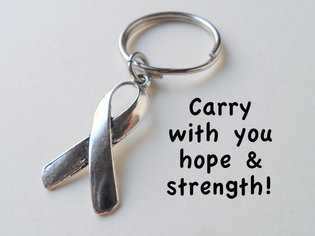 Jewelryeveryday Cancer Awareness Ribbon Keychain - Carry With You Hope And Strength