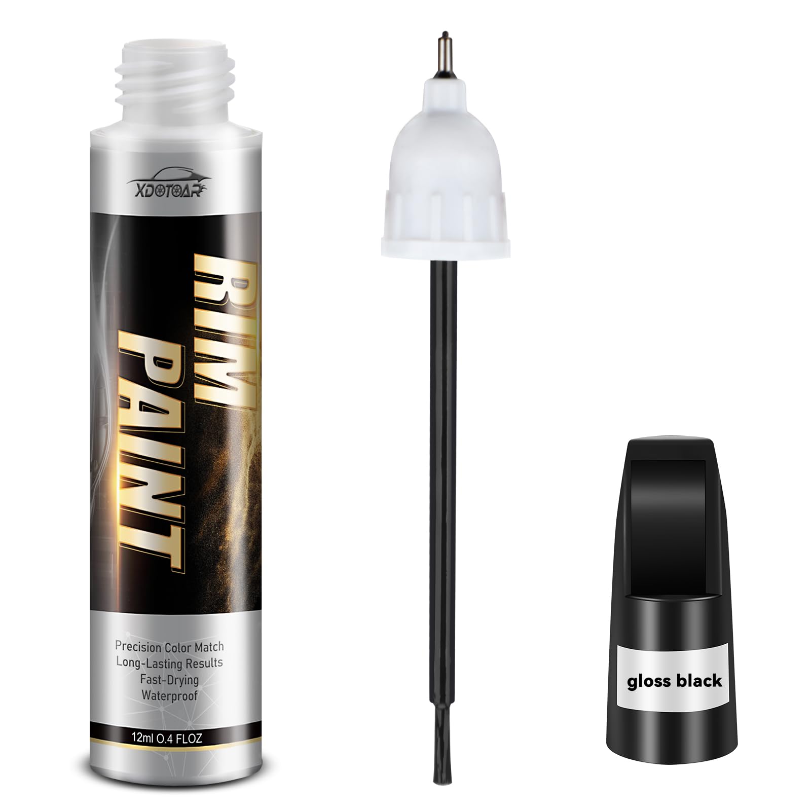 Matte Black Rim Touch Up Paint, Efficient Wheel Paint Pen for Metal, Also Match Flat Black, Quick and Easy Repair Curb Rash, Car