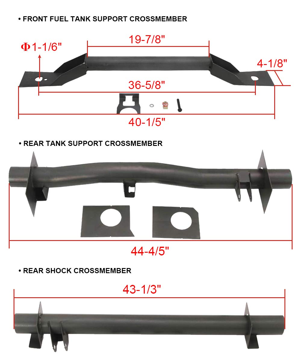 ELITEWILL 3Pcs Fuel Tank Support Crossmember Kit for 1999-2006 Chevrolet Silverado/GMC Sierra, Alloy Steel, Standard Size