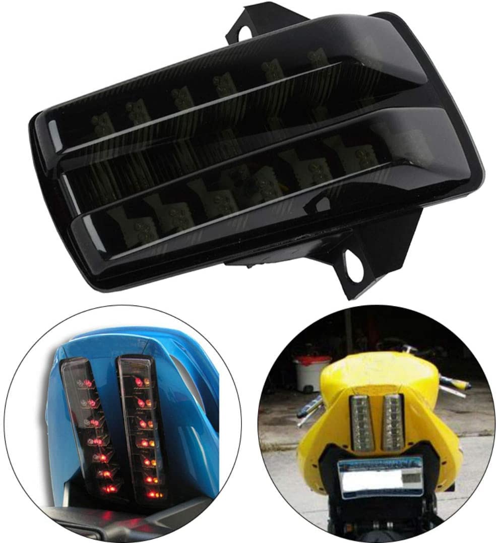 MZS Motorcycle Tail Light, LED Integrated Blinker, SV650/SV1000, Smoke, Plastic