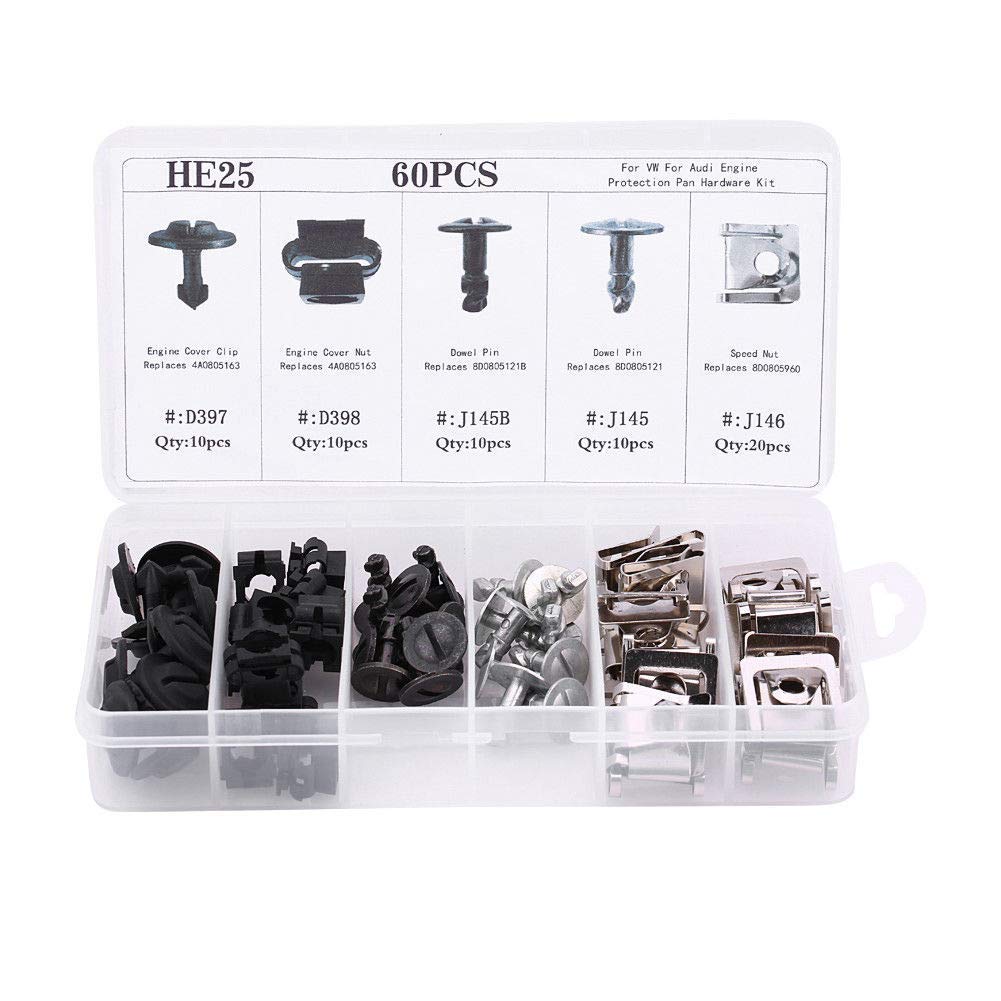 Ants Part 60Pcs Engine Undertray Cover Clips Bottom Metal Screw Bolt Kit For Audi Vw