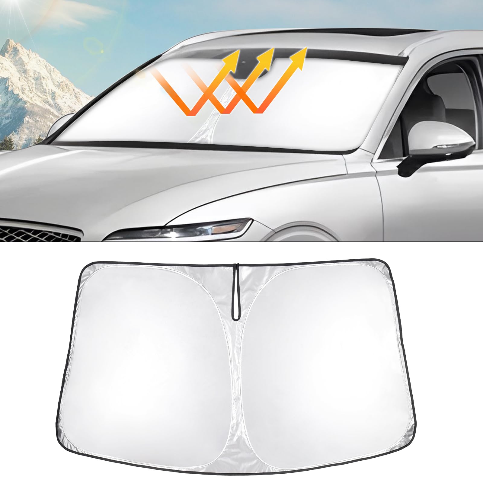 T Tgbros Windshield Sun Shade Custom Fit For 2022-2023 2024 2025 Genesis Gv70 Accessories Foldable Sun Shield Reflective Polyest