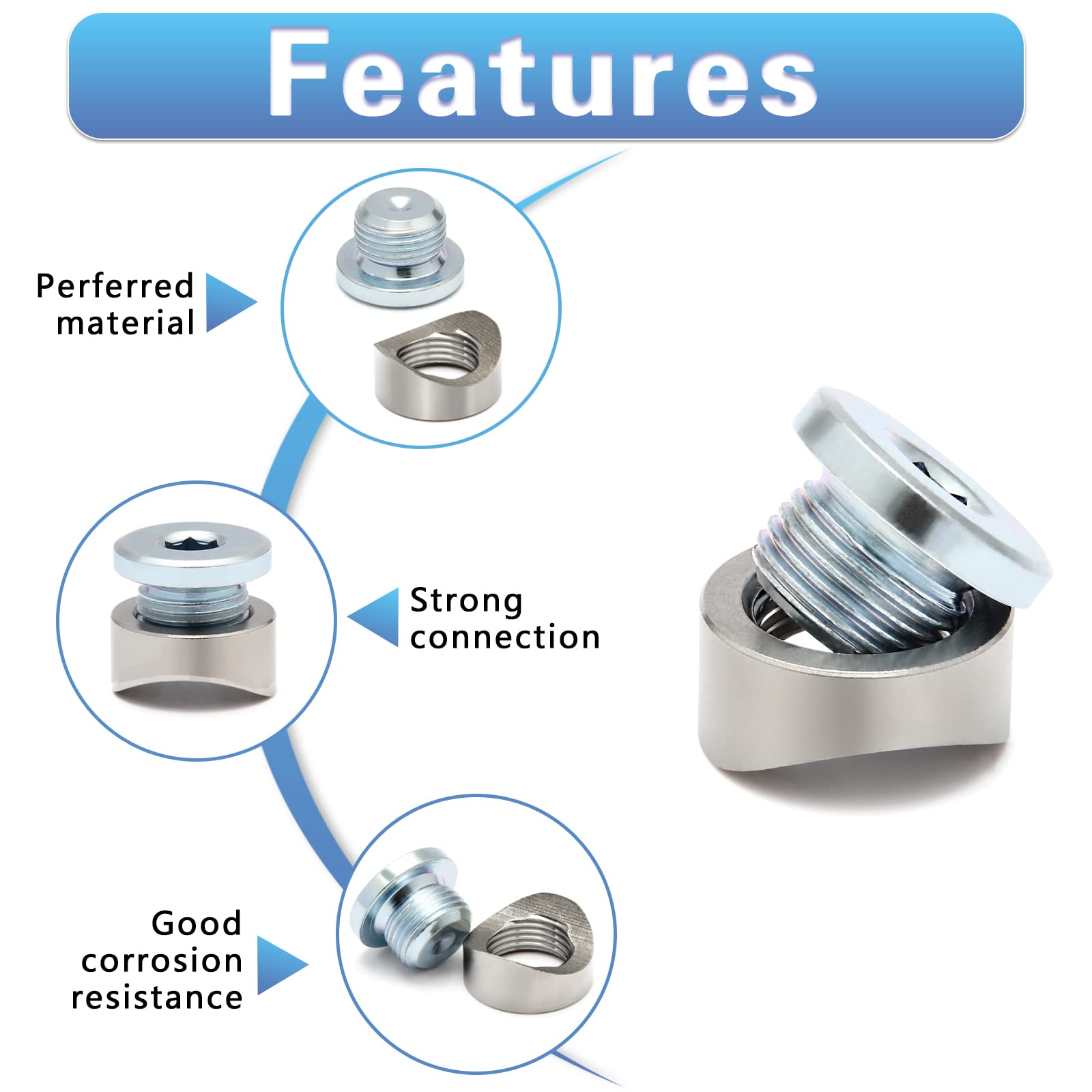 Ledaut M18X1.5 Bung And Plug Notched Style (2 Bungs/ 2 Plugs) Notched Style Fitting Bungs M18X1.5