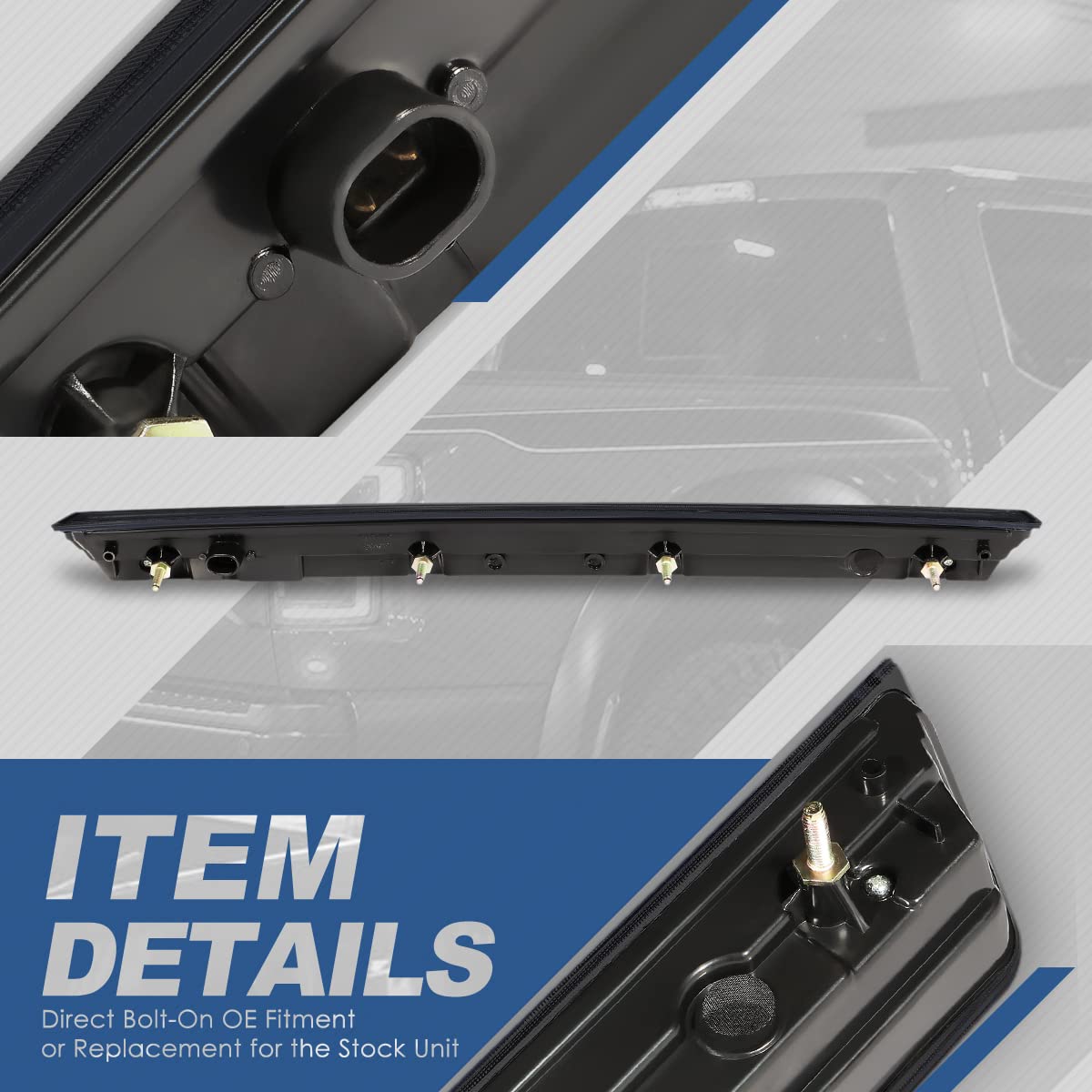 Auto Dynasty Full LED Third Brake Light for Chevy Suburban Tahoe 15-20, Black Housing Smoked Lens