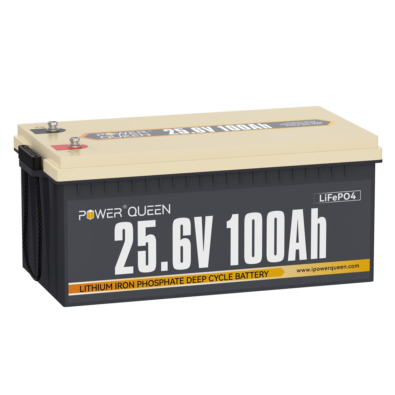 Power Queen 25.6V 100Ah Lifepo4 Battery, Built-In 100A Bms, 4000 To 15000 Cycles, 2.56Kw Max Load Power, 2.56Kwh Deep Cycle Batt