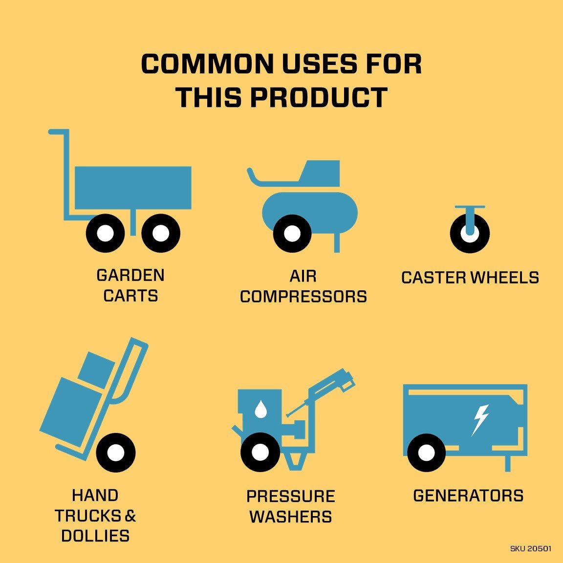 Marathon 4.10/3.50-4'' Pneumatic (Air Filled) Hand Truck / All Purpose Utility Tire And Inner Tube, Black