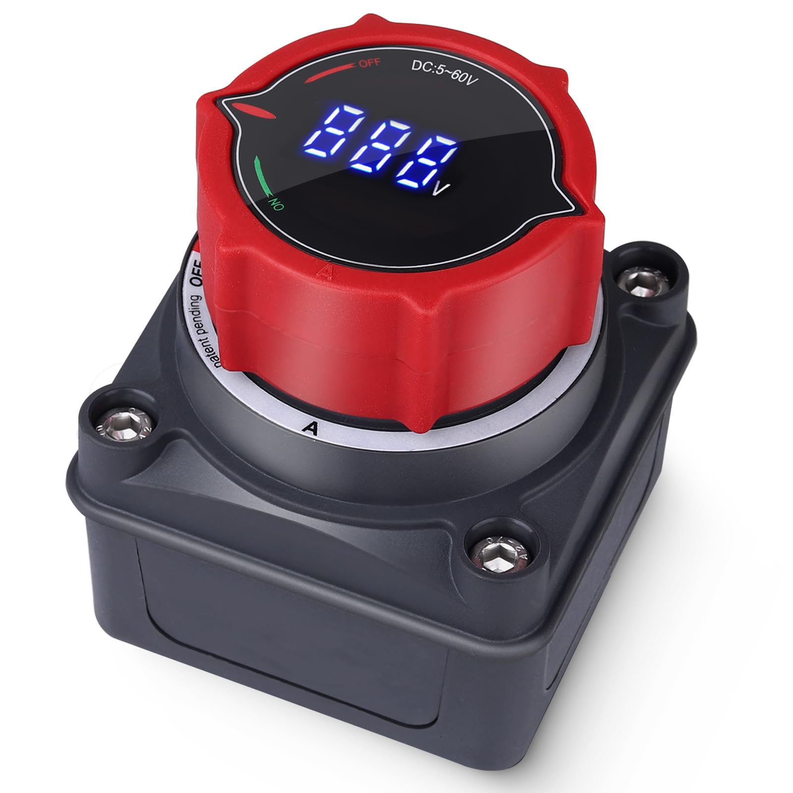 Awblin Upgrade Battery Disconnect Switch With Voltmeter, Dc 5-60V Master Isolator Cut/Shut Off Switch For Marine Boat Car Truck 