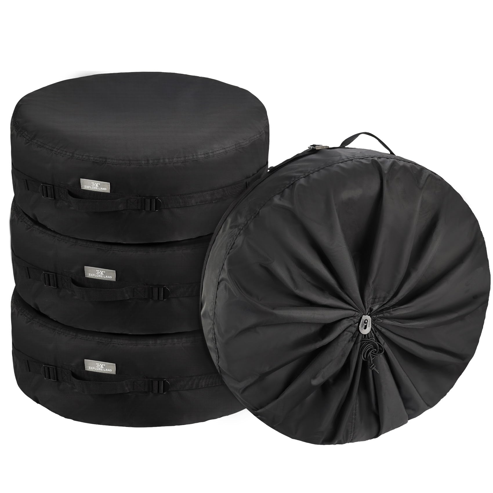 Explore Land Tire Cover - Durable Fabric Spare Tire Bag, Fits 29''-31.75'', Black, 4 Pack, Model 10708014
