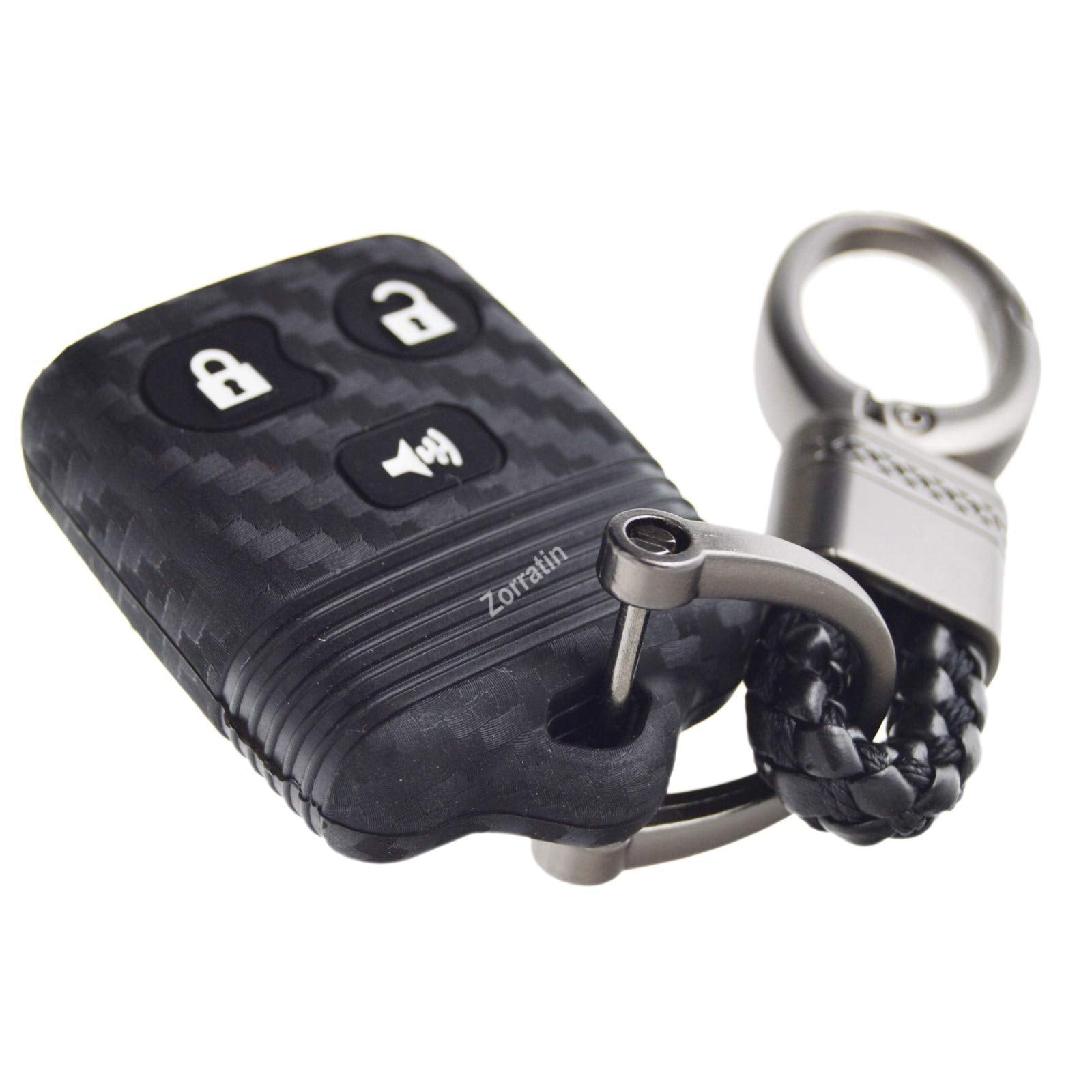 Carbon Silicone Key Fob Cover Protector for 3 buttons 1998-2016 Ford F150 F250 F350 CWTWB1U331