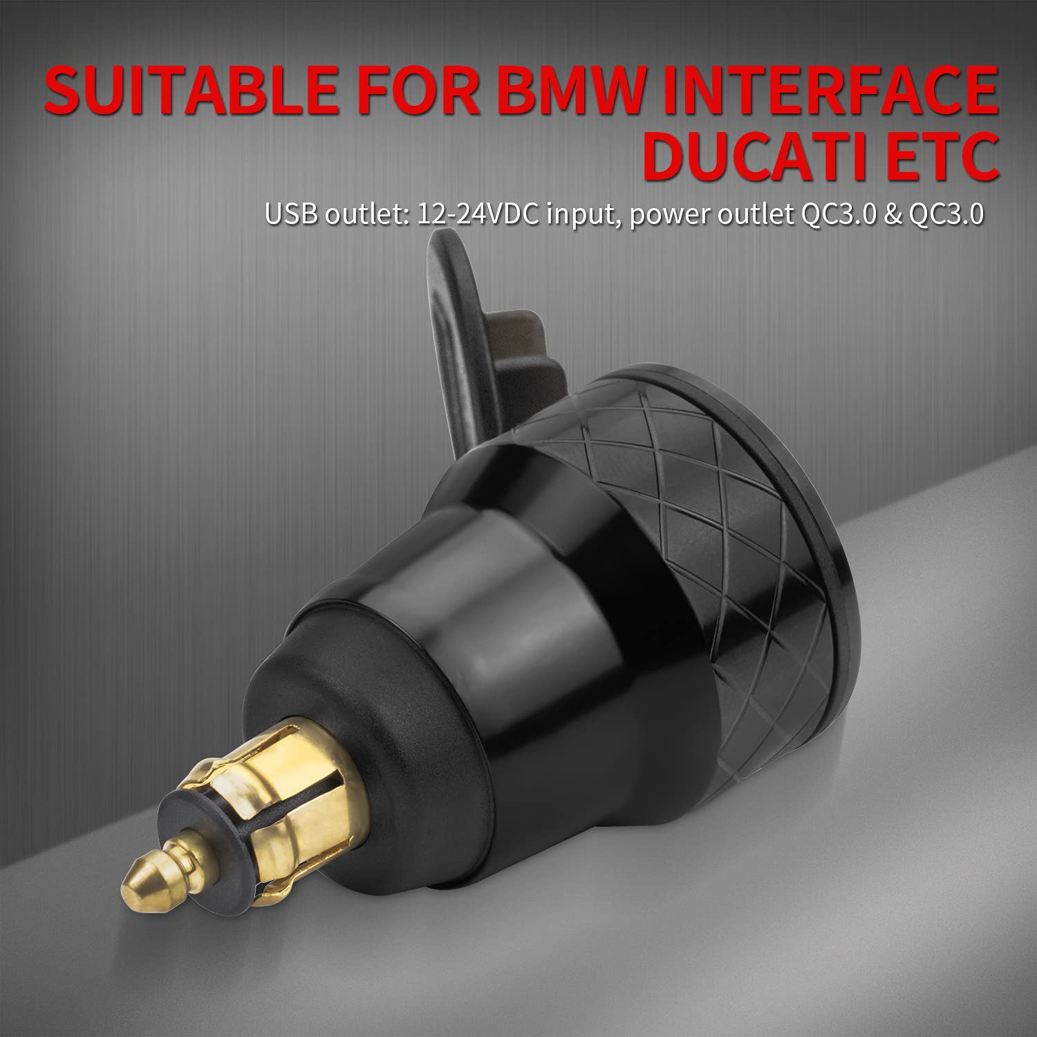 DAIERTEK USB-B5 DIN Hella Plug Dual USB Charger Adapter for BMW Triumph Ducati, Quick Charge QC 3.0, Black, Waterproof with Blue LED Voltmeter