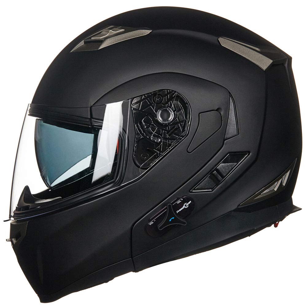 Ilm Bluetooth Integrated Modular Flip Up Full Face Motorcycle Helmet Sun Shield Mp3 Intercom Model 953 (Xxl, Matte Black)