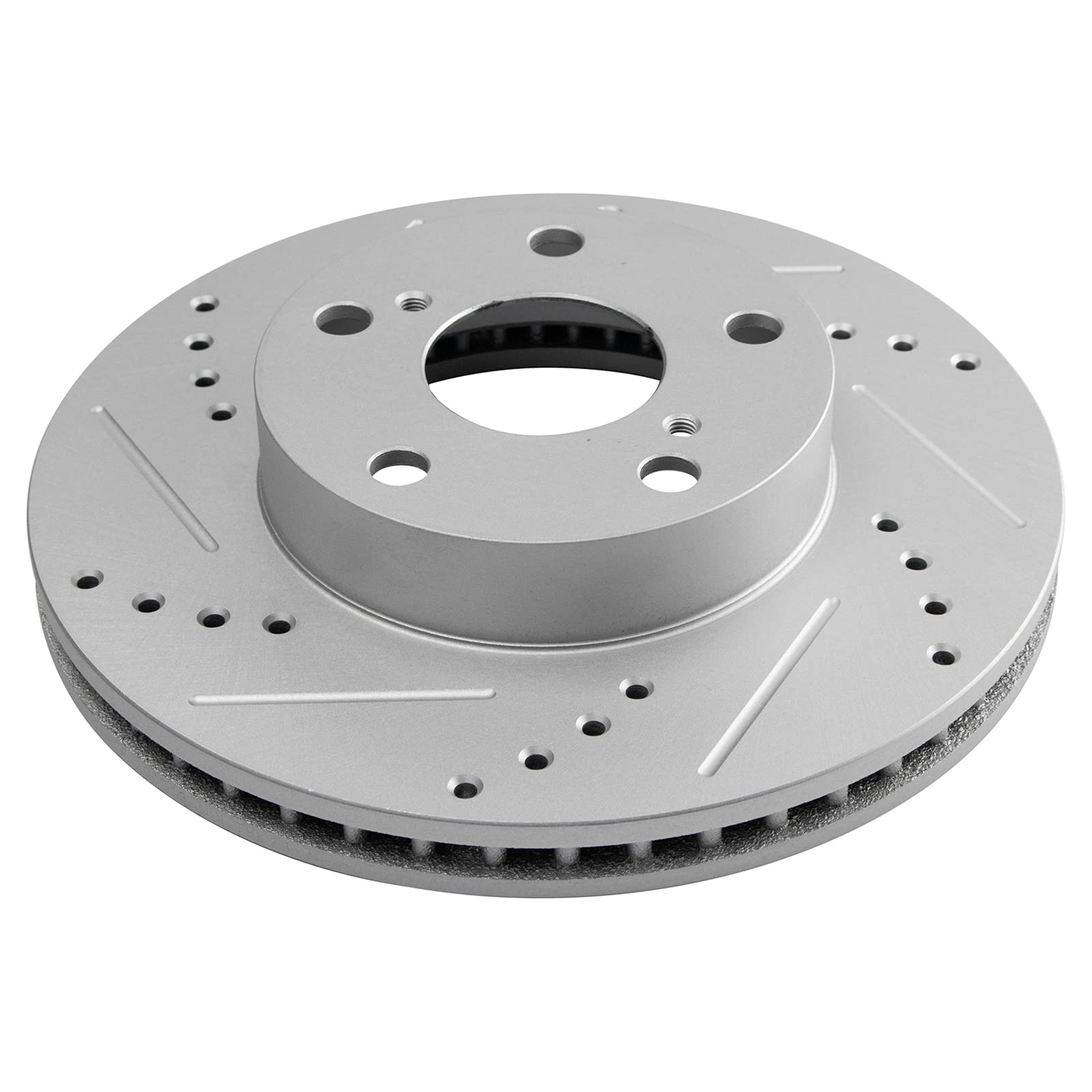 Trq Front Performance Brake Rotors Set Premium G-Coated Cross Drilled & Slotted Compatible With 2005-2015 Toyota Tacoma
