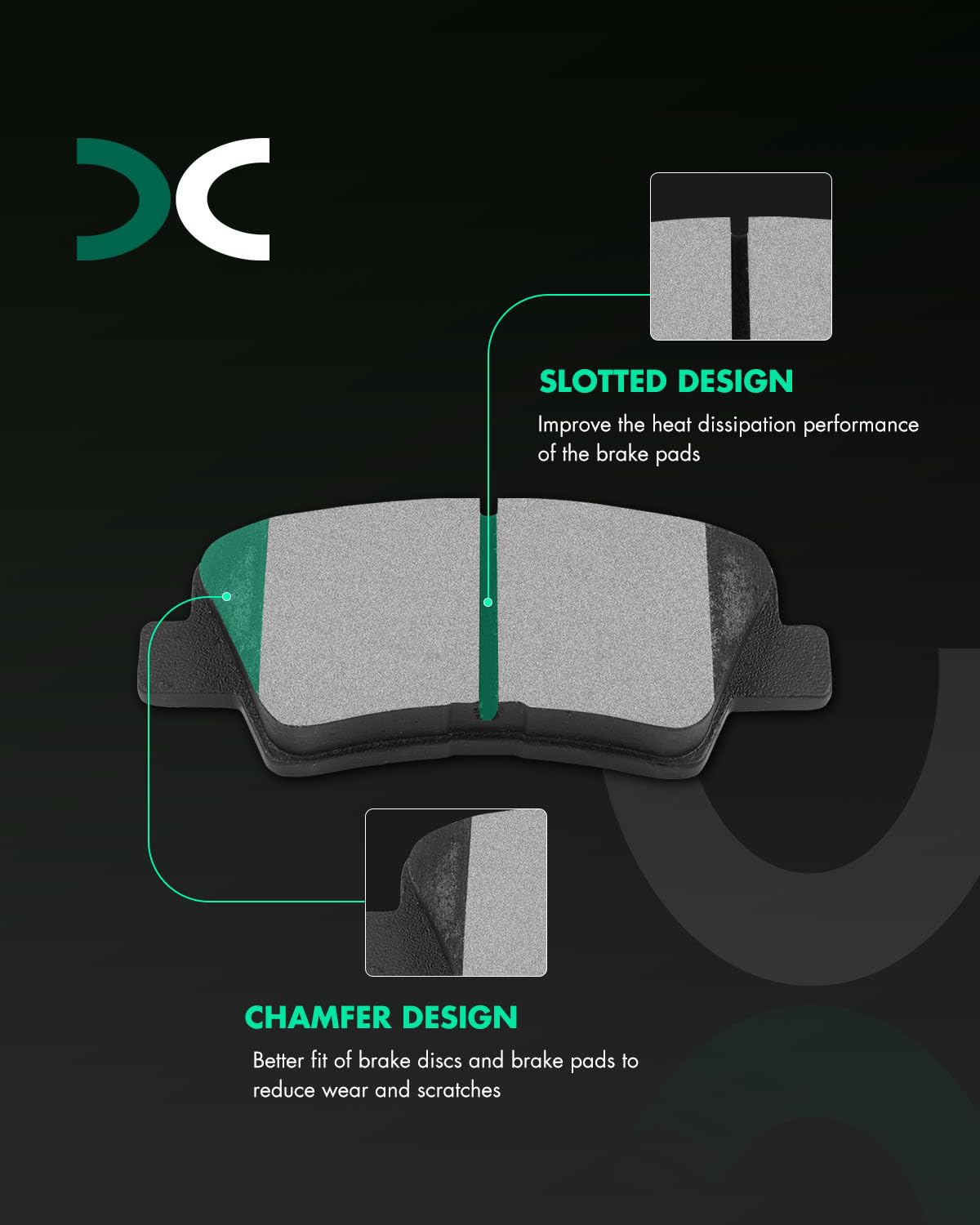 Scitoo Front Rear Disc Brake Pad Set 8Pcs W/Hardware Fit For Hyundai For Elantra Gt/For Kona/For Veloster,For Kia For Forte/For