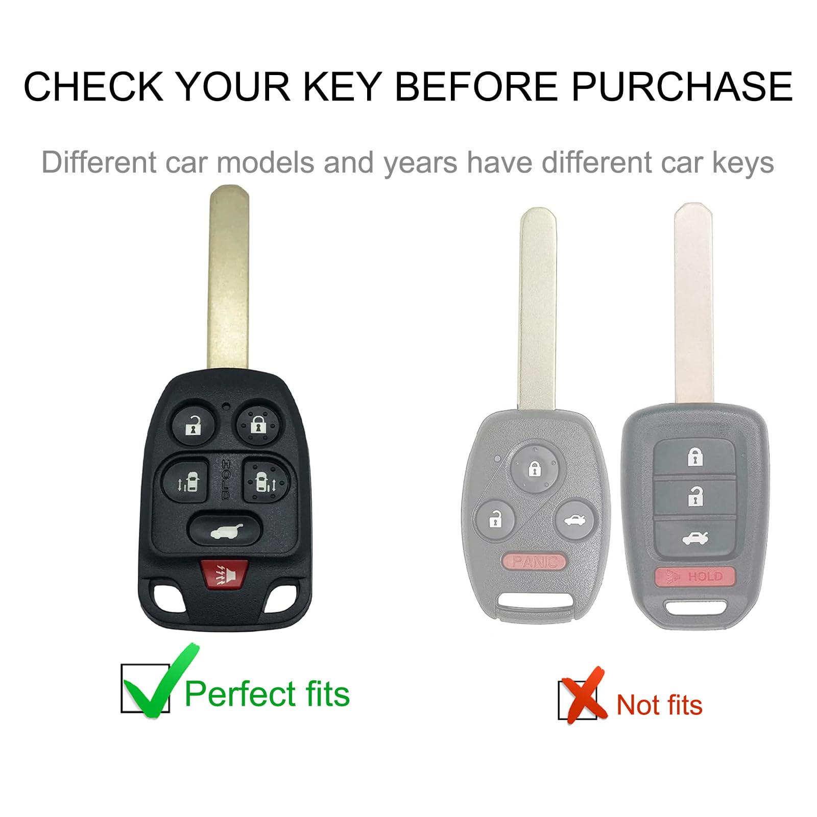 Cacarlike For Honda Key Fob Cover With Honda Keychain, Car Key Fob Case Compatible With Honda Odyssey 2011 2012 2013(N5F-A04Taa)