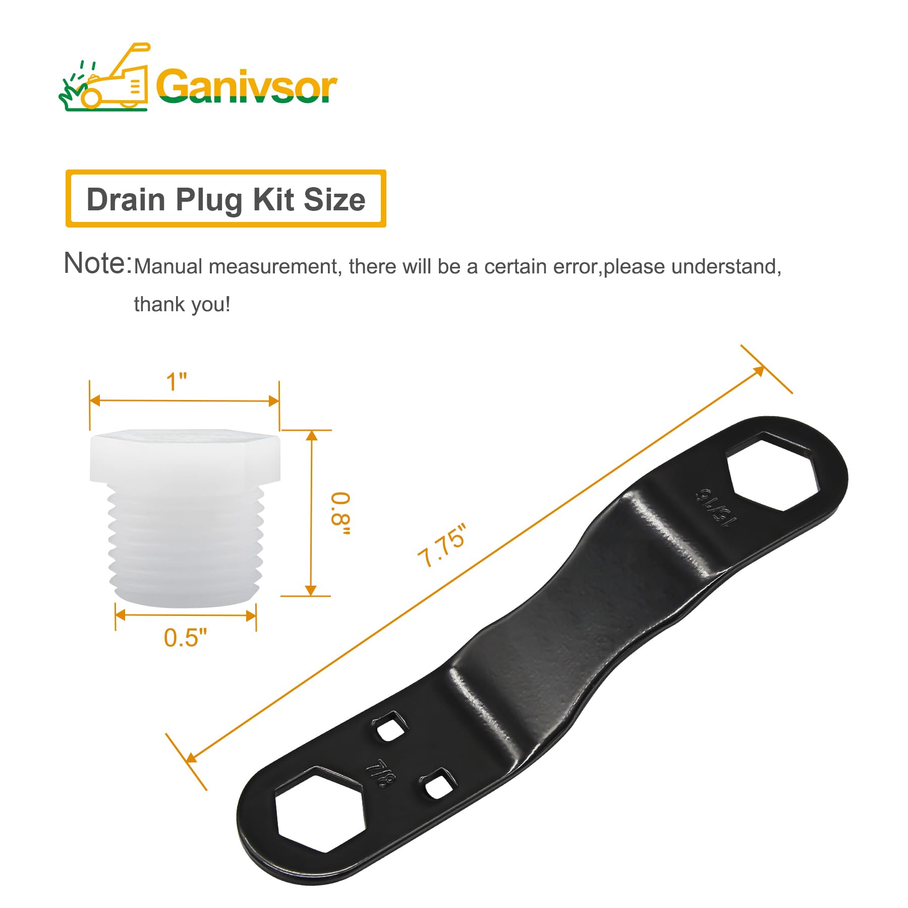 Ganivsor RV Water Heater Drain Plug & Wrench Kit, for RV Camper Water Heater Drain Plugs- Suitable for 7/8'' &15/16'' Drain Plug