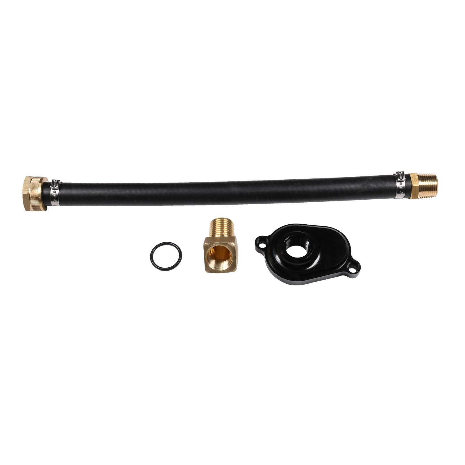 Carmocar 6.0L Oil Cooler Flush Kit With Black Aluminum Anodize Adapter Replacement For Ford 2003 2004 2005 2006 2007 2008 2009 2
