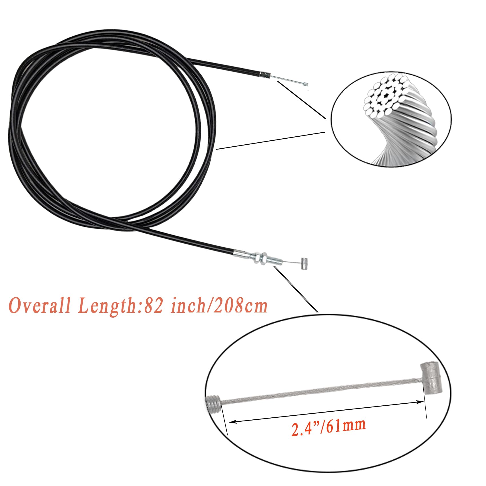 Gonfren 75" Universal Throttle Cable for Go Kart, Mini Bike, Scooter - 82" Length, Black